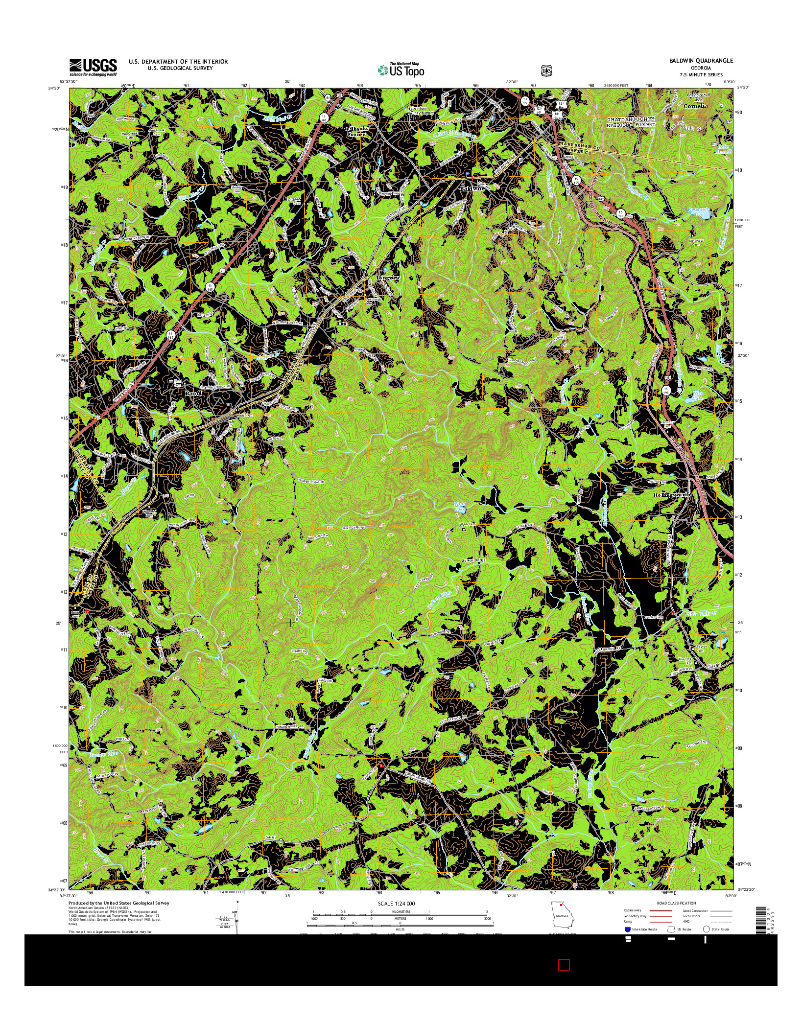 USGS US TOPO 7.5-MINUTE MAP FOR BALDWIN, GA 2014