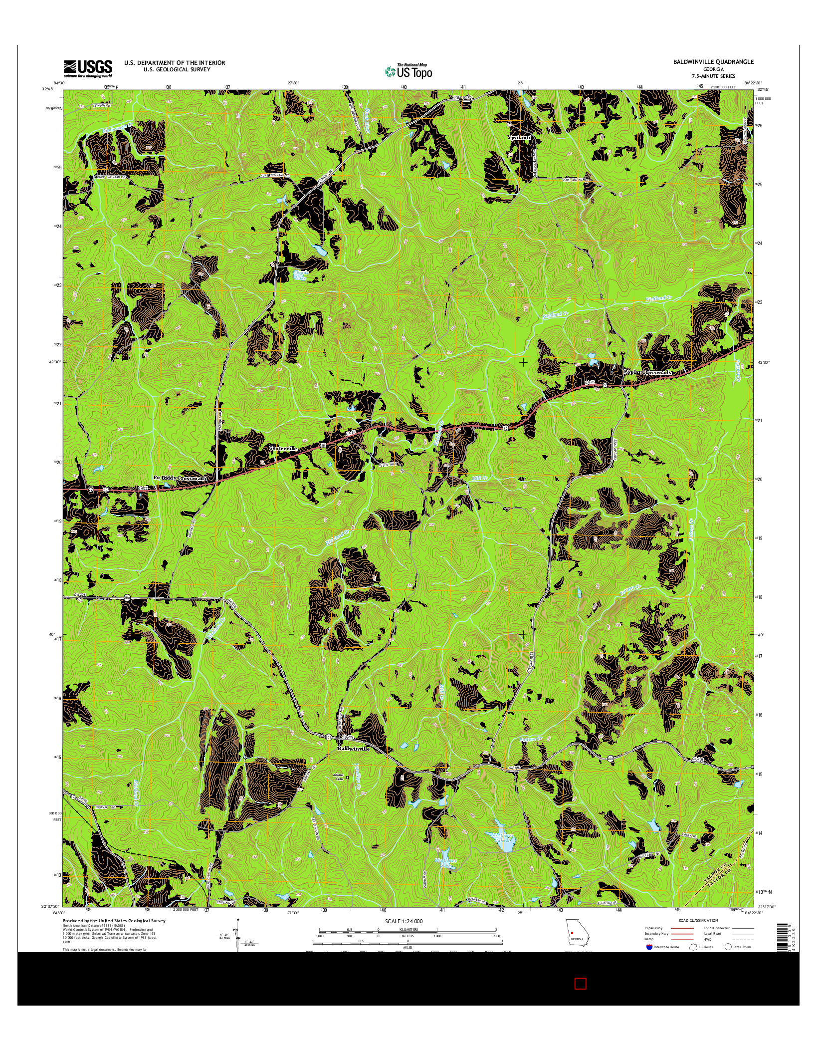 USGS US TOPO 7.5-MINUTE MAP FOR BALDWINVILLE, GA 2014