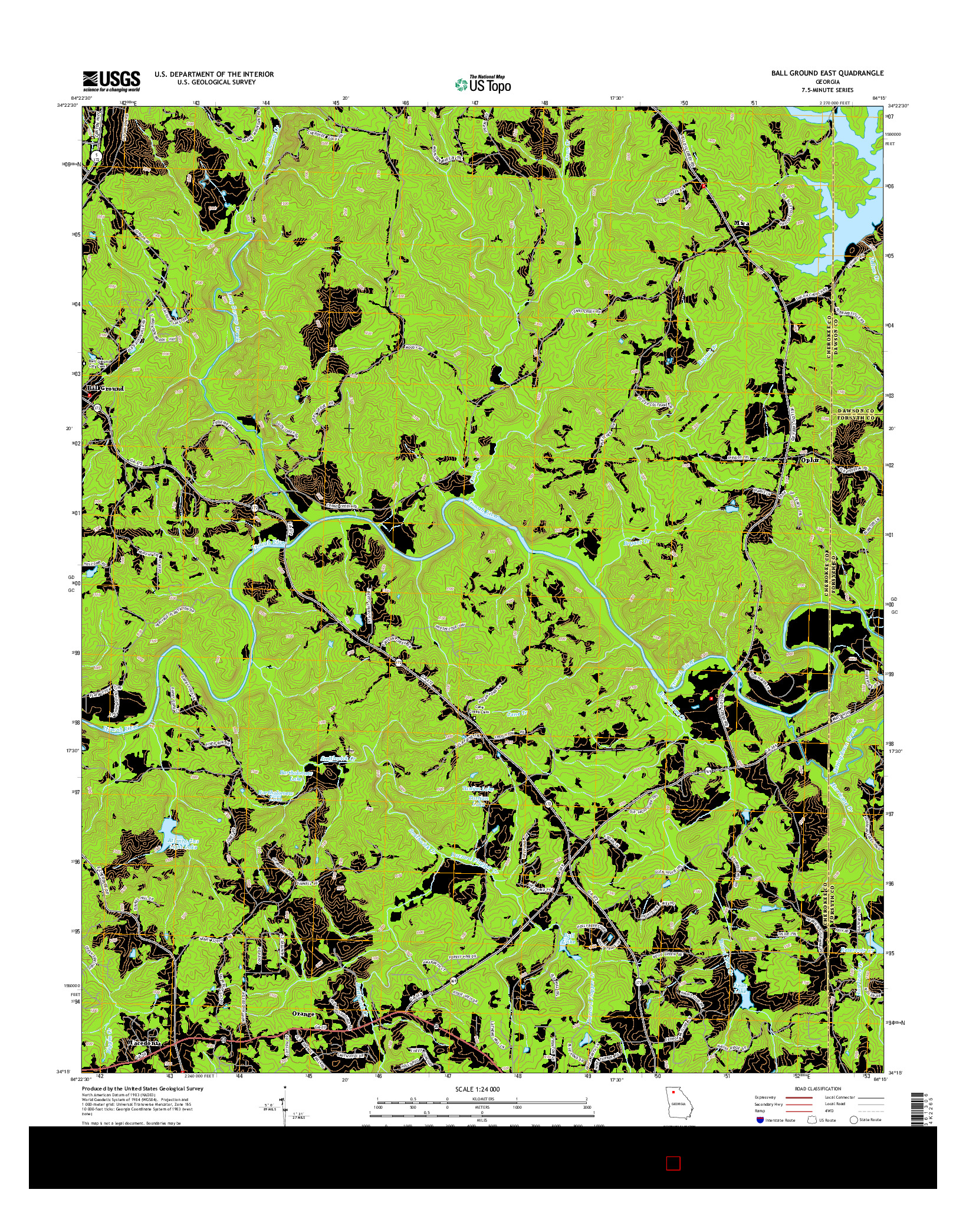 USGS US TOPO 7.5-MINUTE MAP FOR BALL GROUND EAST, GA 2014