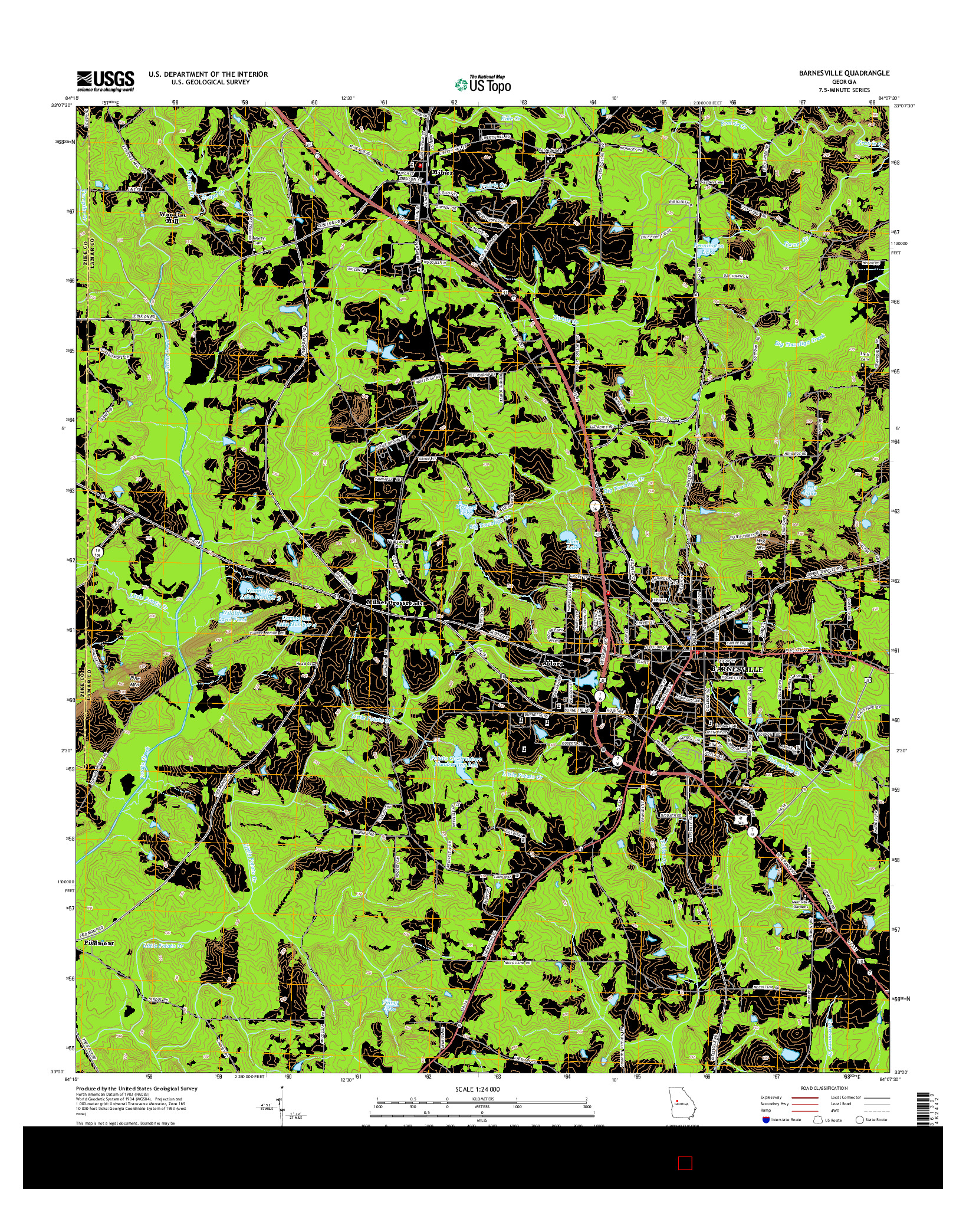 USGS US TOPO 7.5-MINUTE MAP FOR BARNESVILLE, GA 2014