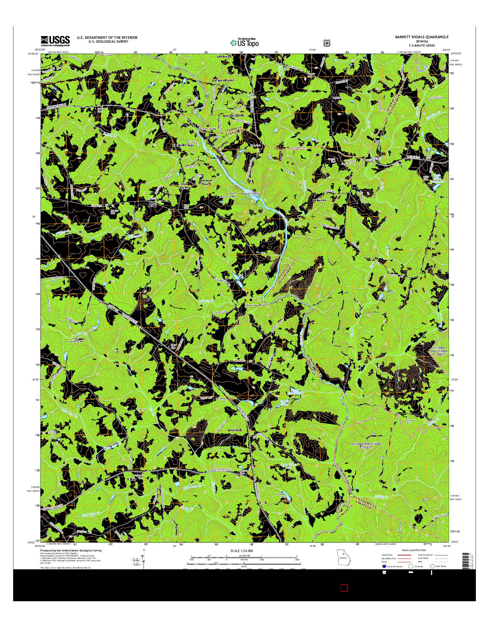 USGS US TOPO 7.5-MINUTE MAP FOR BARNETT SHOALS, GA 2014