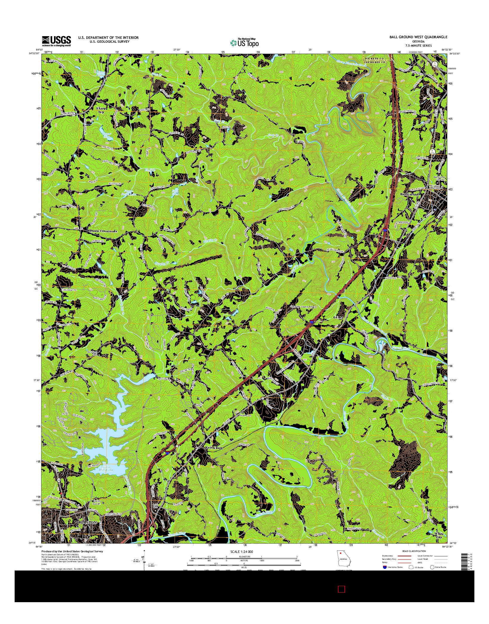 USGS US TOPO 7.5-MINUTE MAP FOR BALL GROUND WEST, GA 2014