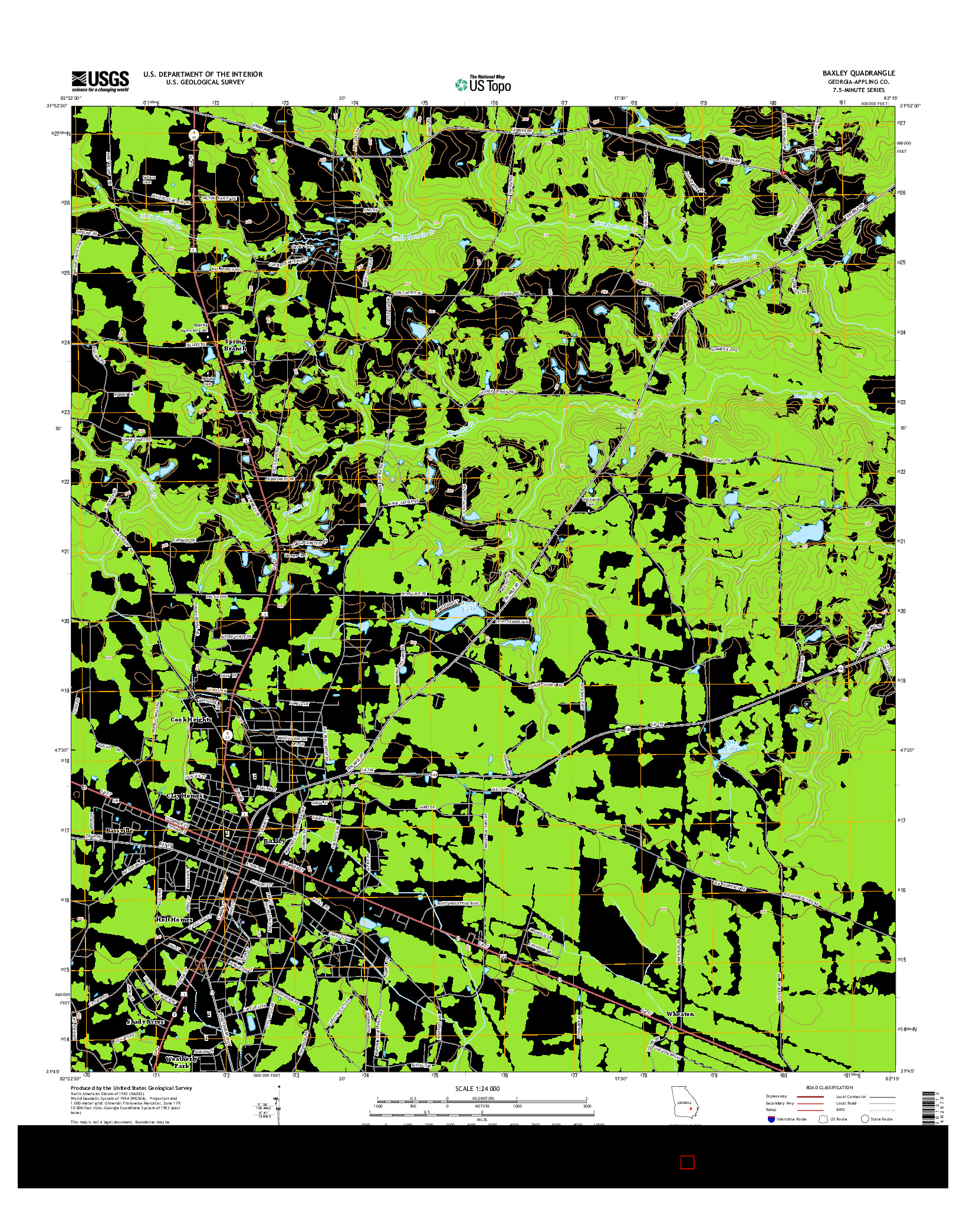 USGS US TOPO 7.5-MINUTE MAP FOR BAXLEY, GA 2014