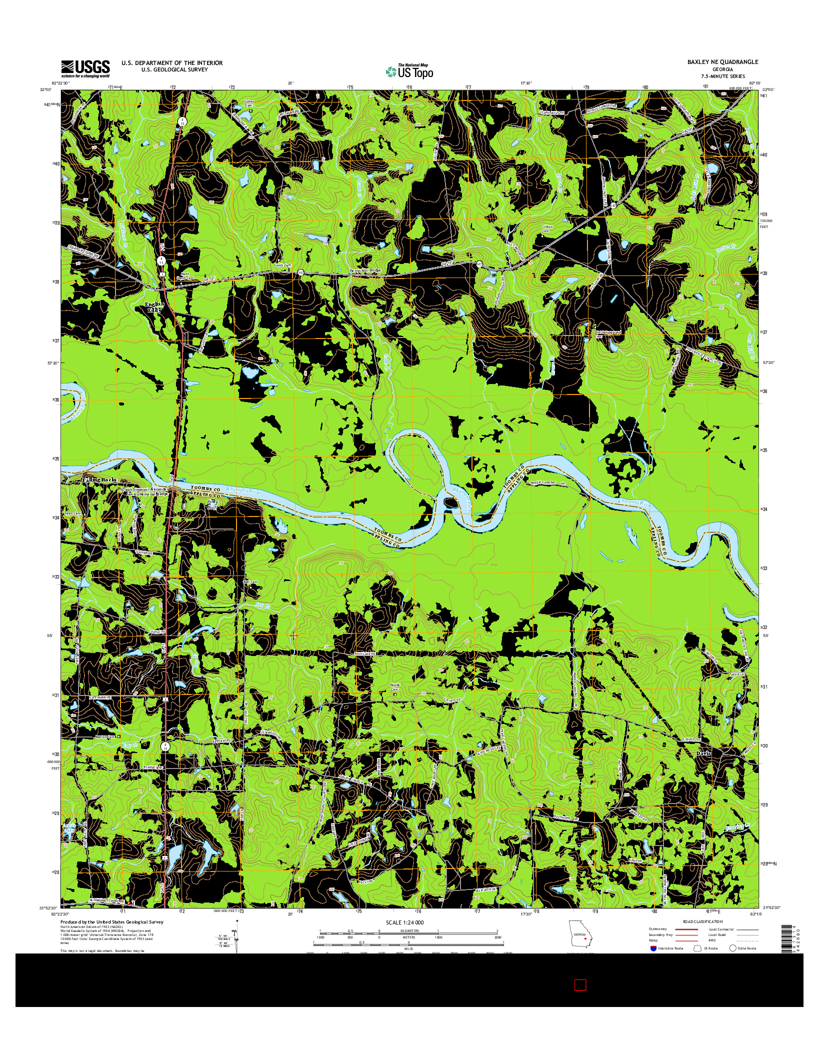 USGS US TOPO 7.5-MINUTE MAP FOR BAXLEY NE, GA 2014