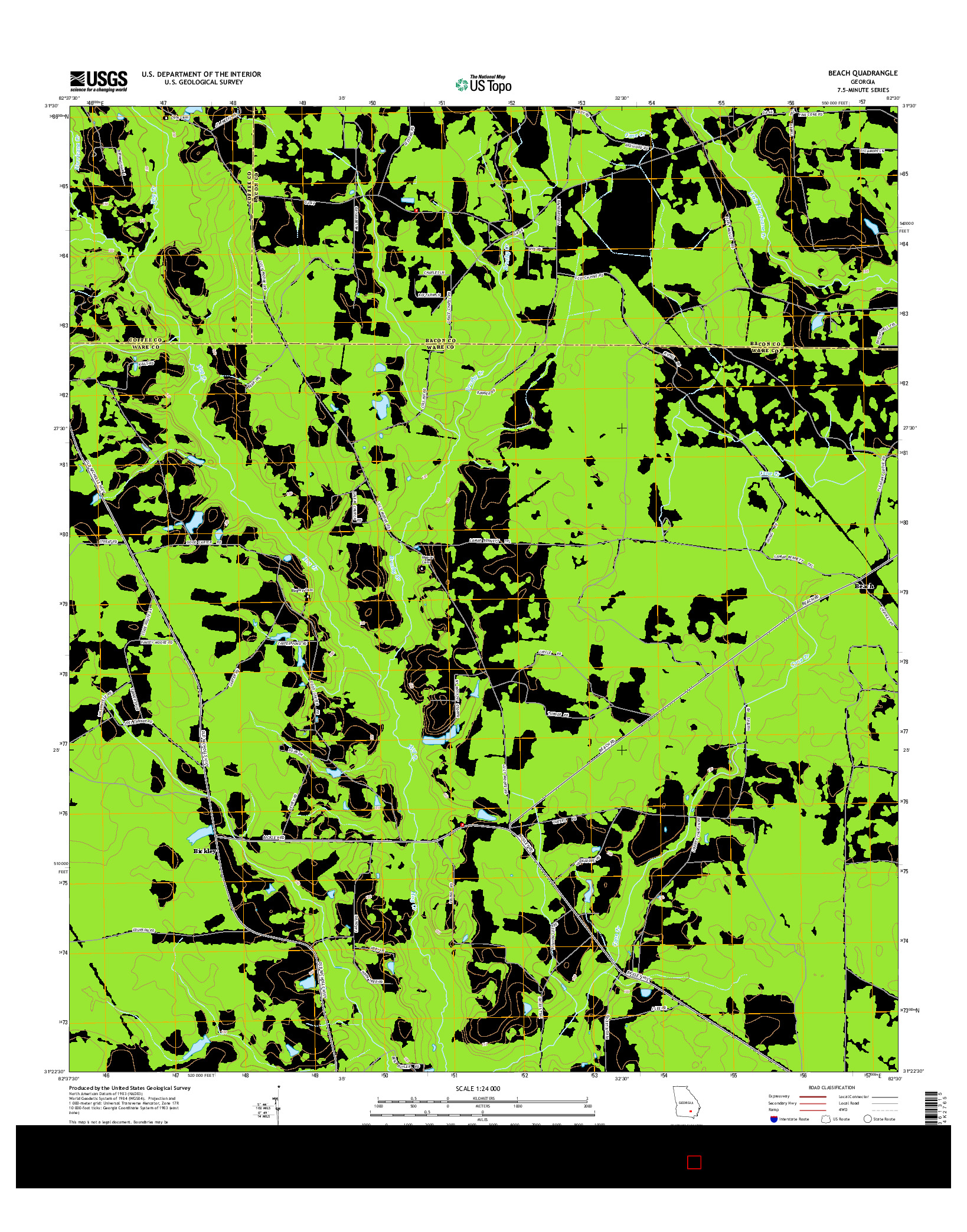 USGS US TOPO 7.5-MINUTE MAP FOR BEACH, GA 2014