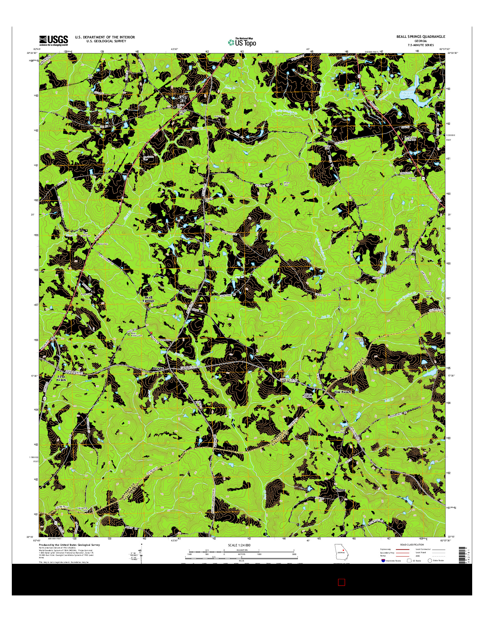 USGS US TOPO 7.5-MINUTE MAP FOR BEALL SPRINGS, GA 2014