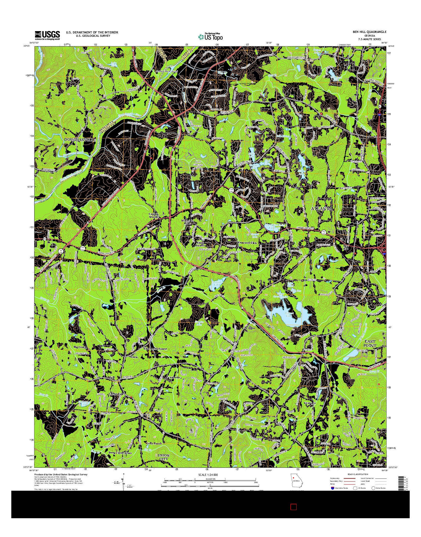 USGS US TOPO 7.5-MINUTE MAP FOR BEN HILL, GA 2014