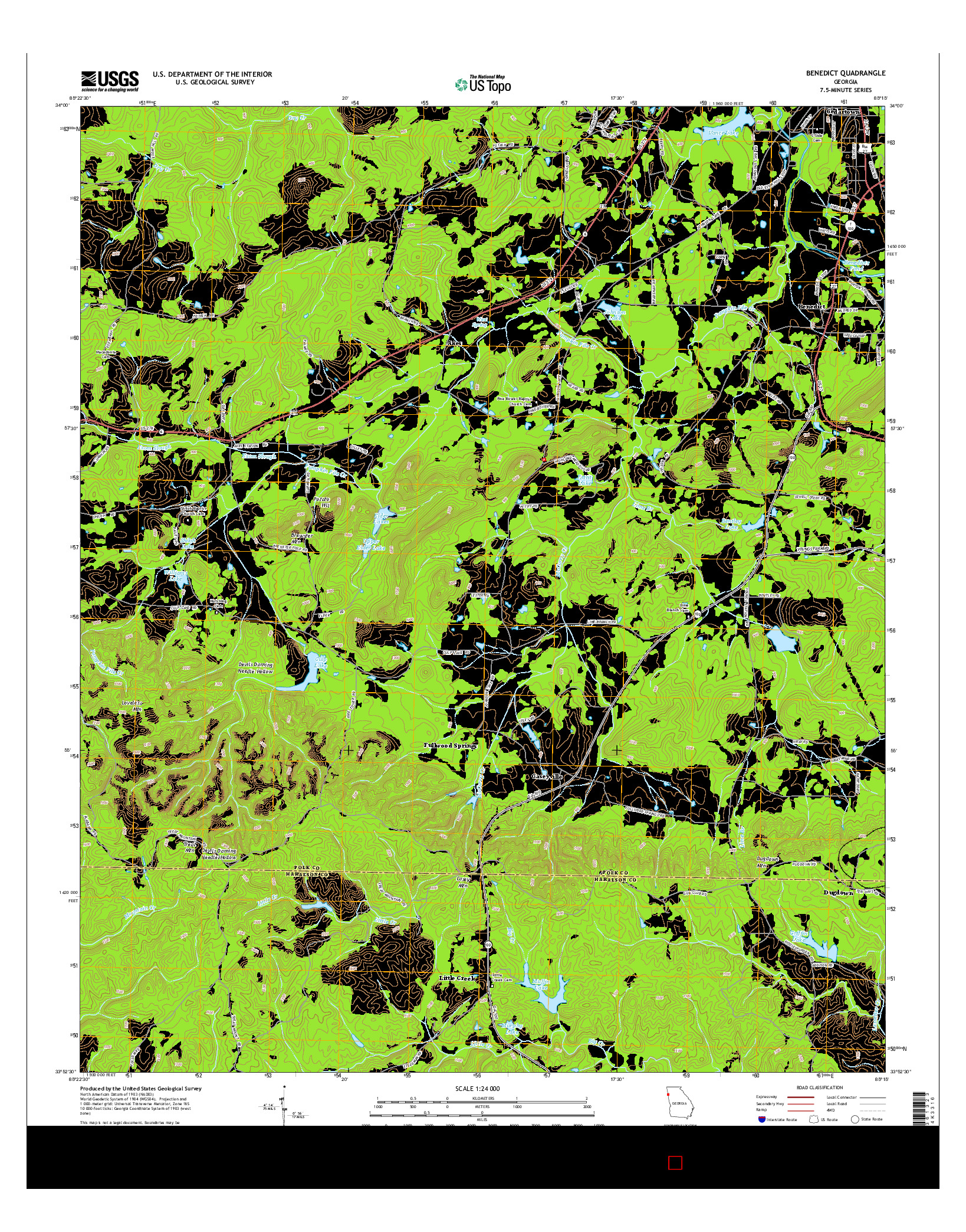 USGS US TOPO 7.5-MINUTE MAP FOR BENEDICT, GA 2014