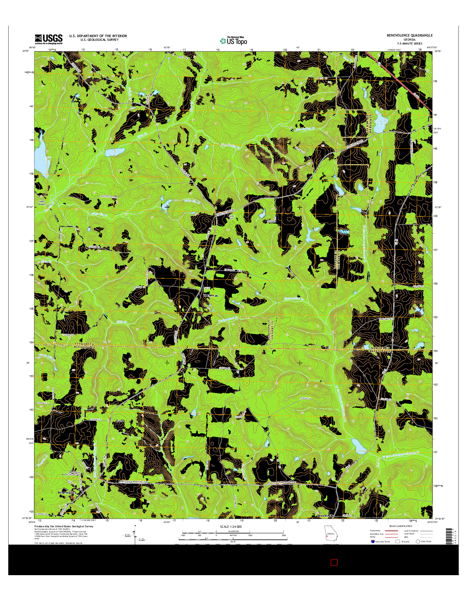 USGS US TOPO 7.5-MINUTE MAP FOR BENEVOLENCE, GA 2014