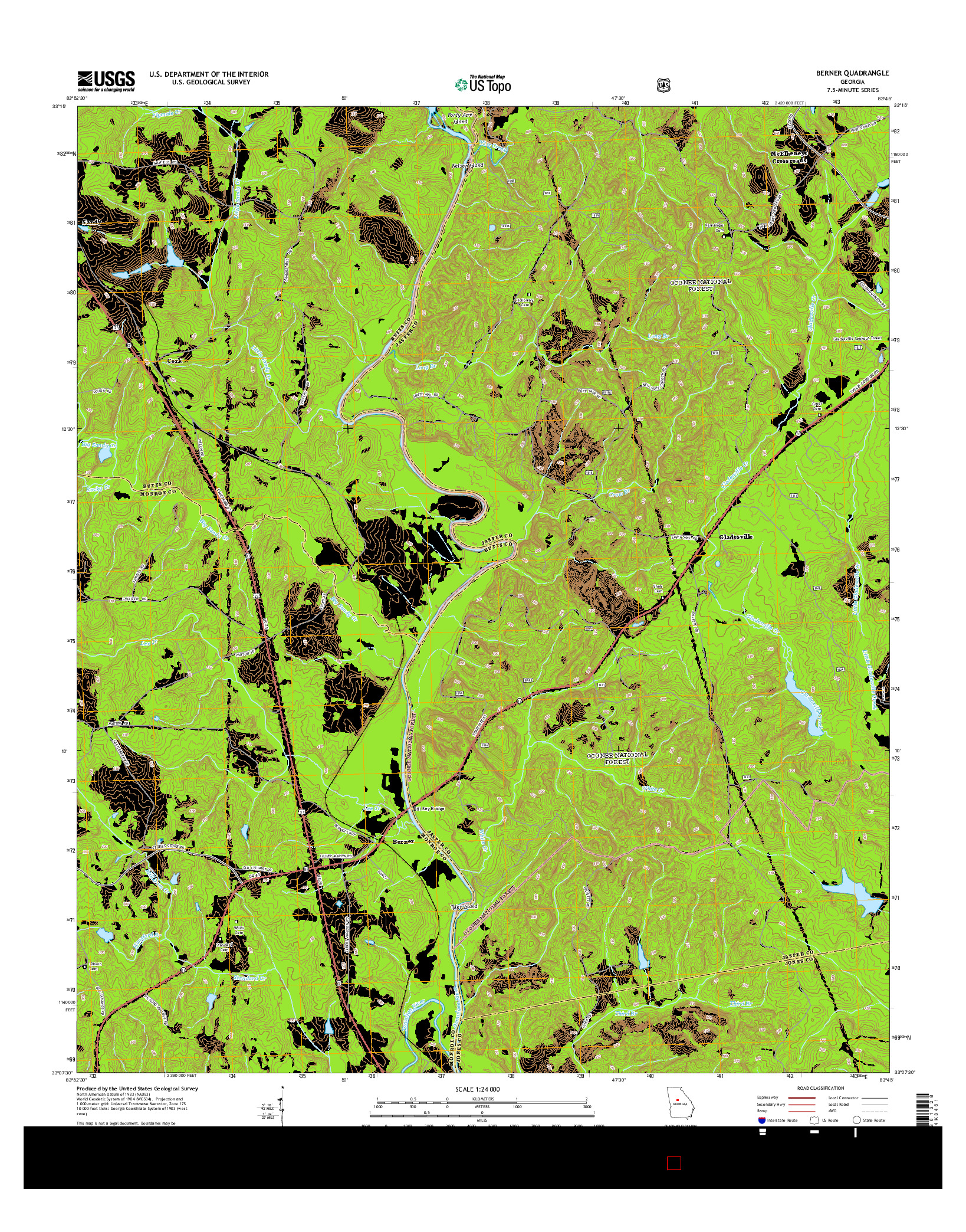 USGS US TOPO 7.5-MINUTE MAP FOR BERNER, GA 2014