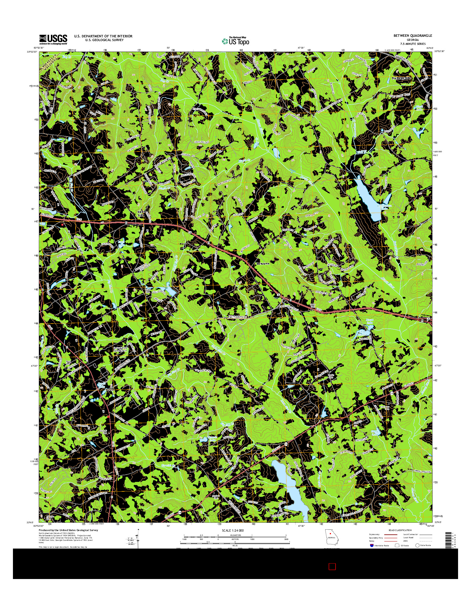 USGS US TOPO 7.5-MINUTE MAP FOR BETWEEN, GA 2014