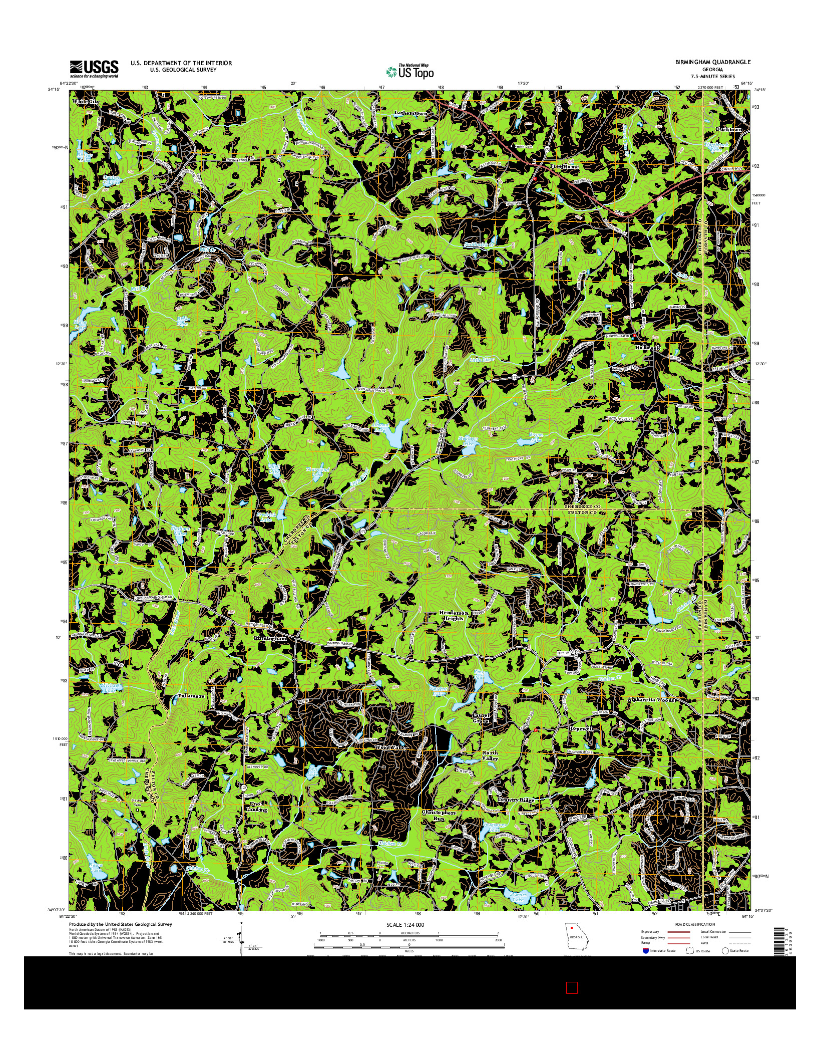 USGS US TOPO 7.5-MINUTE MAP FOR BIRMINGHAM, GA 2014