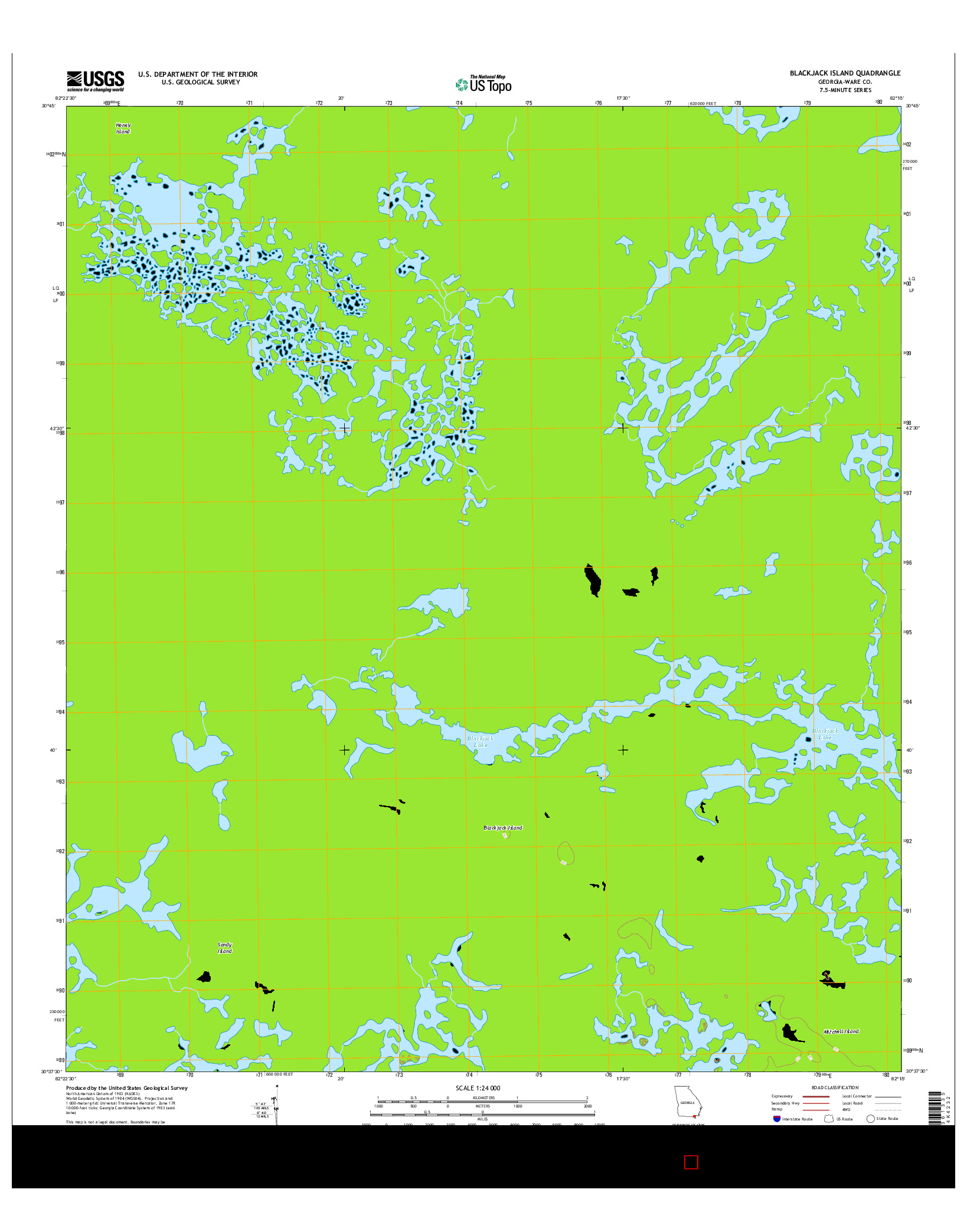 USGS US TOPO 7.5-MINUTE MAP FOR BLACKJACK ISLAND, GA 2014