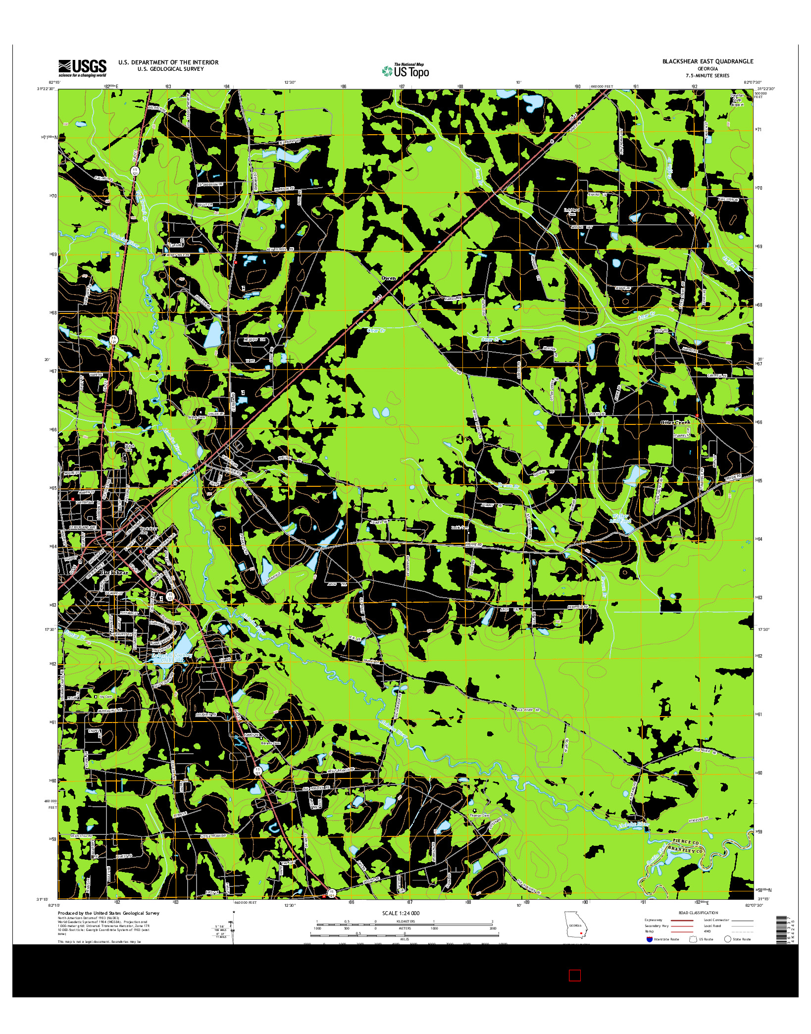 USGS US TOPO 7.5-MINUTE MAP FOR BLACKSHEAR EAST, GA 2014