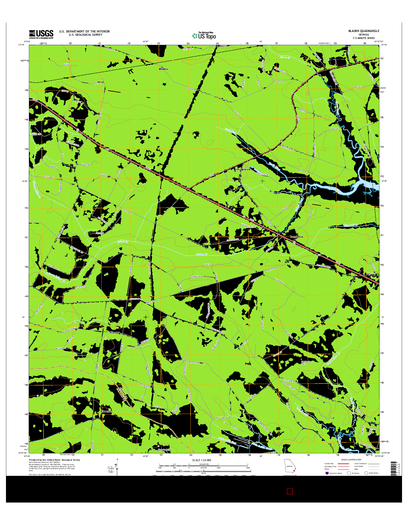 USGS US TOPO 7.5-MINUTE MAP FOR BLADEN, GA 2014