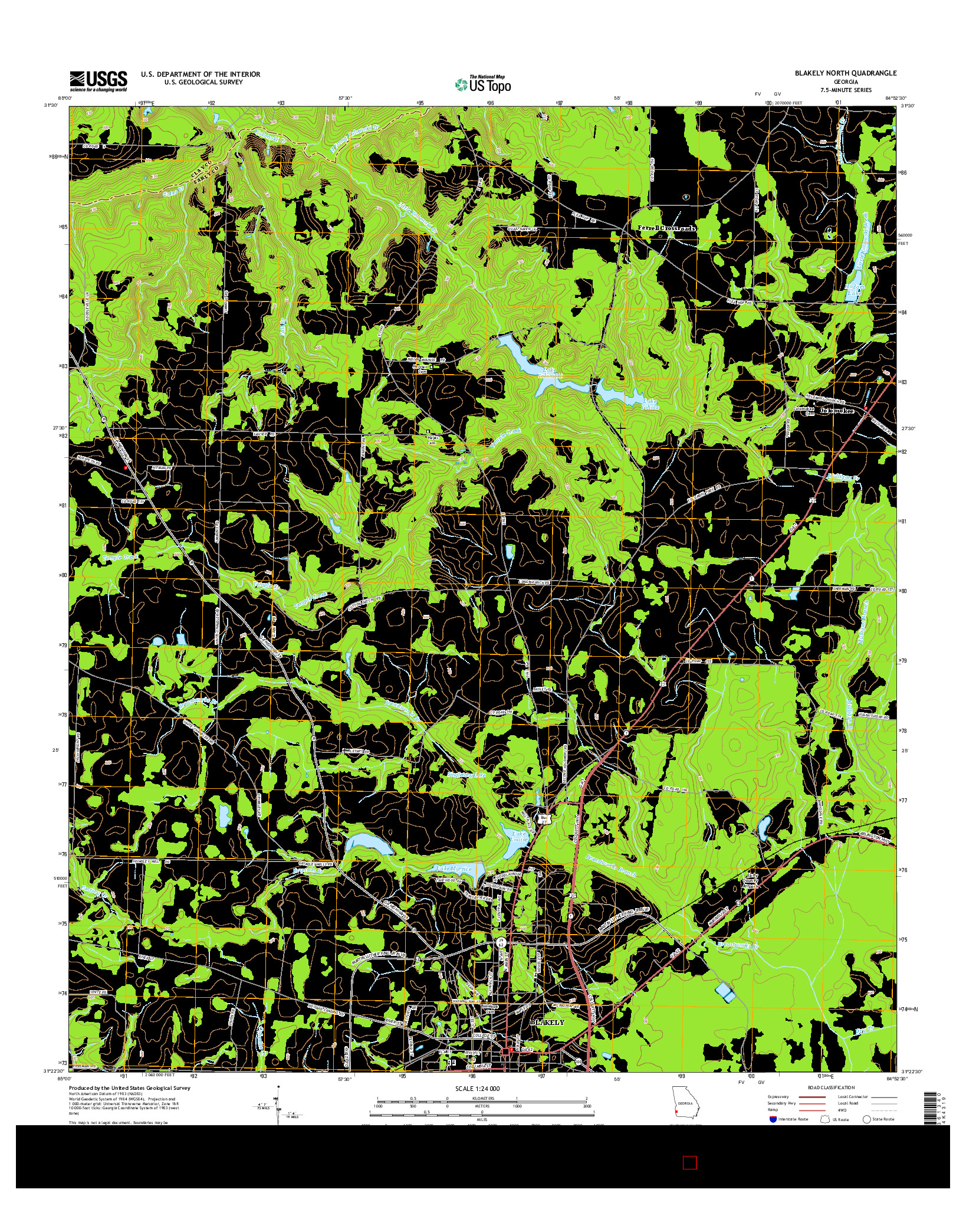 USGS US TOPO 7.5-MINUTE MAP FOR BLAKELY NORTH, GA 2014