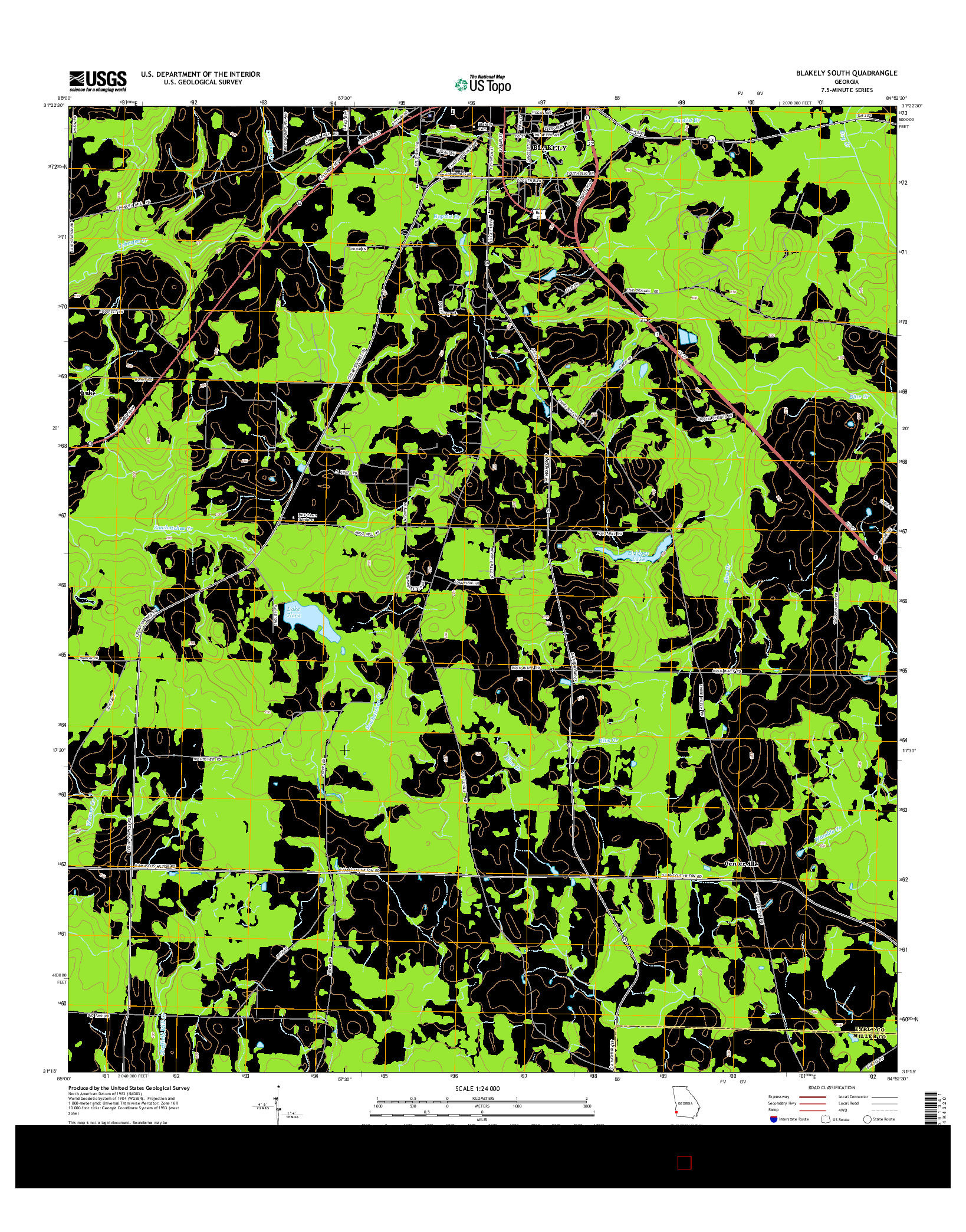 USGS US TOPO 7.5-MINUTE MAP FOR BLAKELY SOUTH, GA 2014