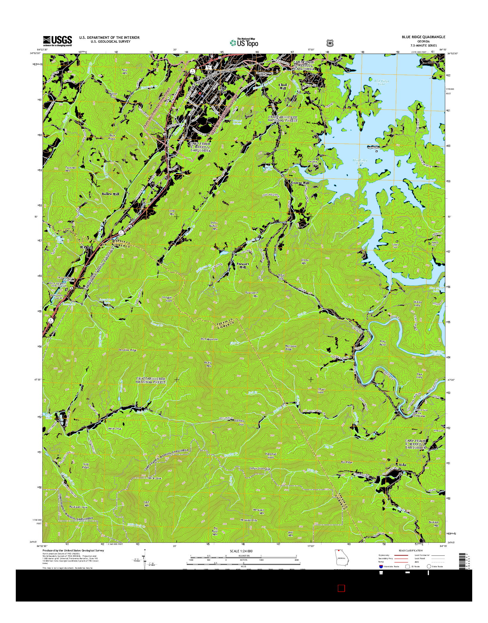 USGS US TOPO 7.5-MINUTE MAP FOR BLUE RIDGE, GA 2014