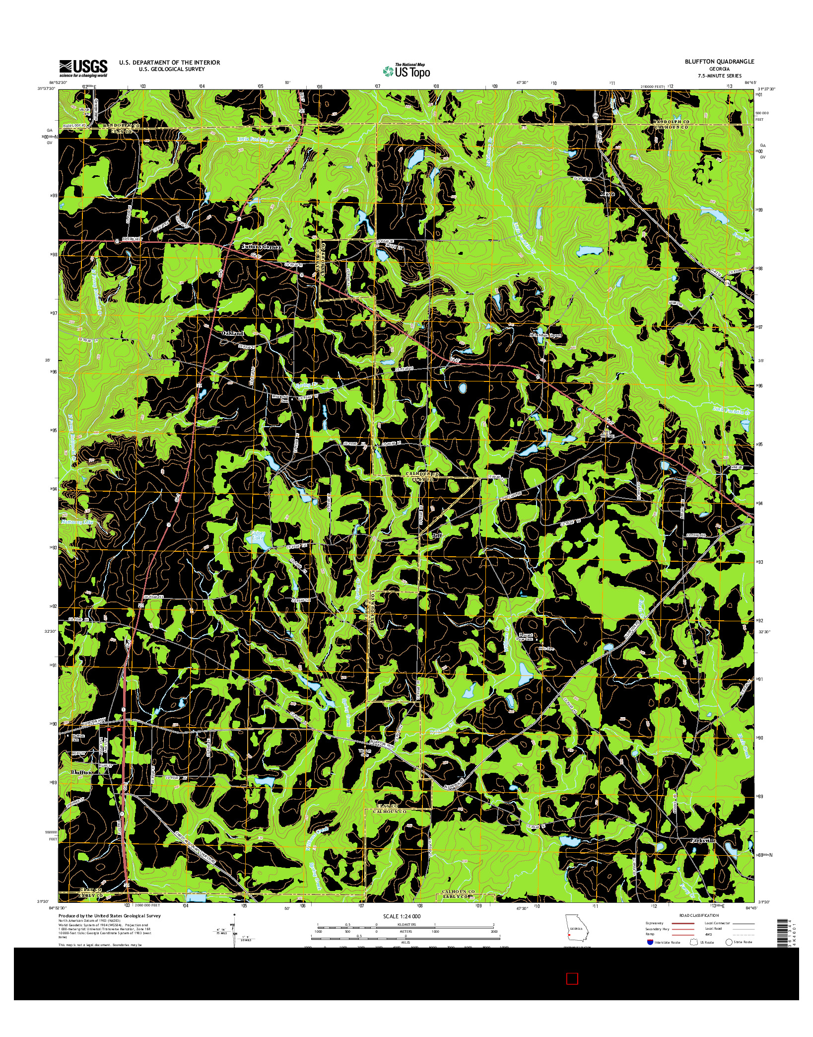 USGS US TOPO 7.5-MINUTE MAP FOR BLUFFTON, GA 2014