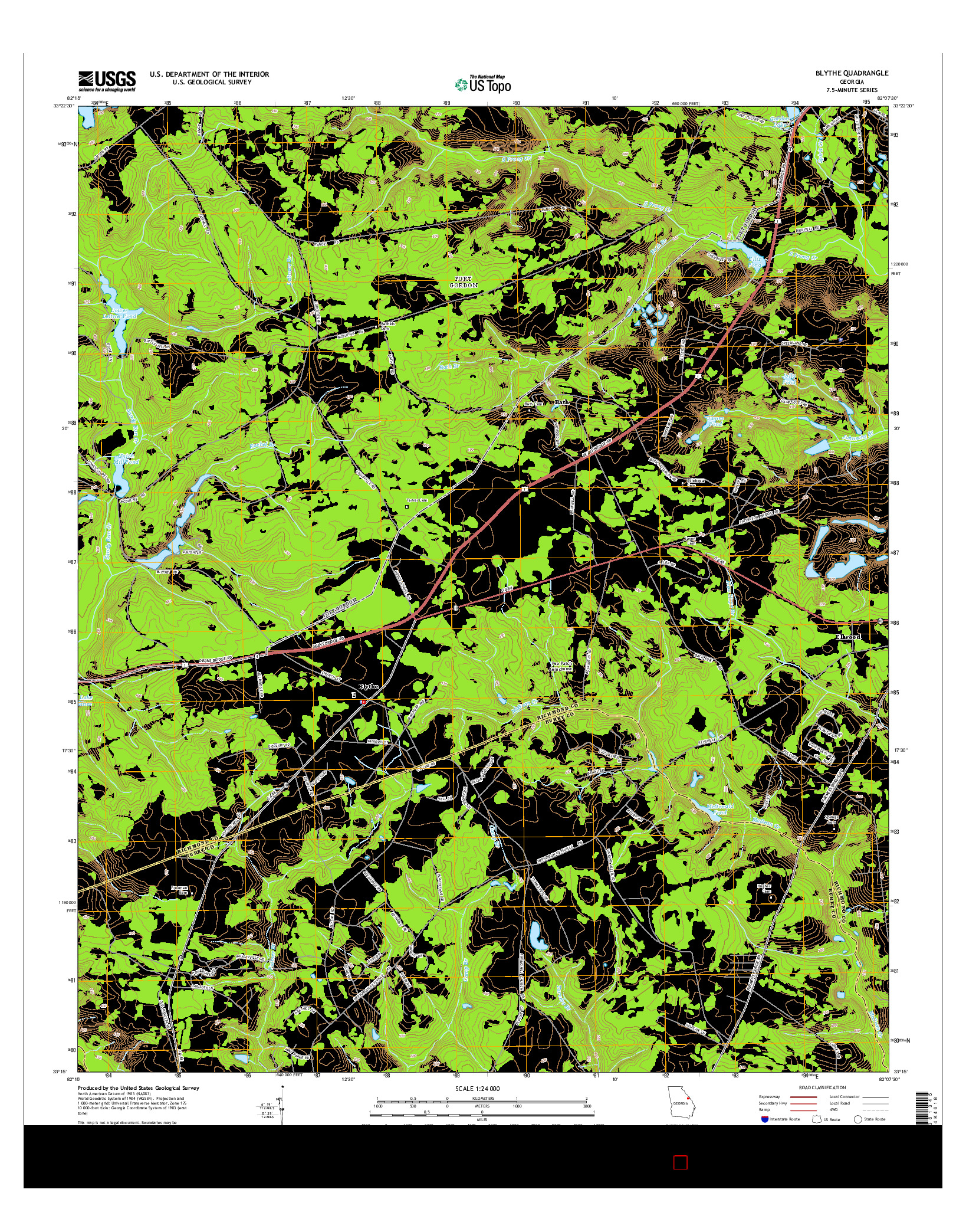 USGS US TOPO 7.5-MINUTE MAP FOR BLYTHE, GA 2014