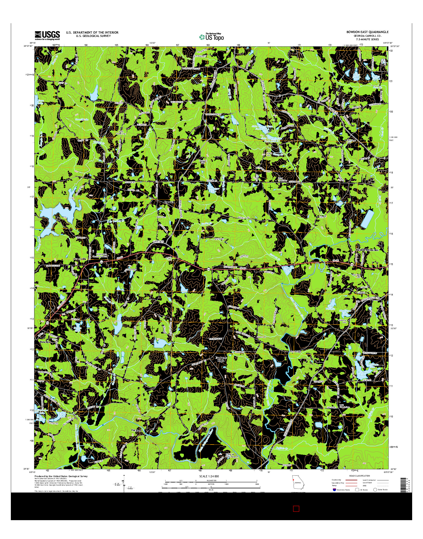 USGS US TOPO 7.5-MINUTE MAP FOR BOWDON EAST, GA 2014