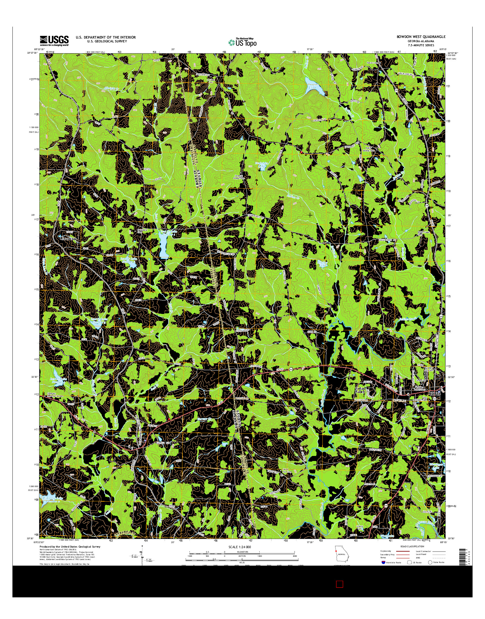 USGS US TOPO 7.5-MINUTE MAP FOR BOWDON WEST, GA-AL 2014