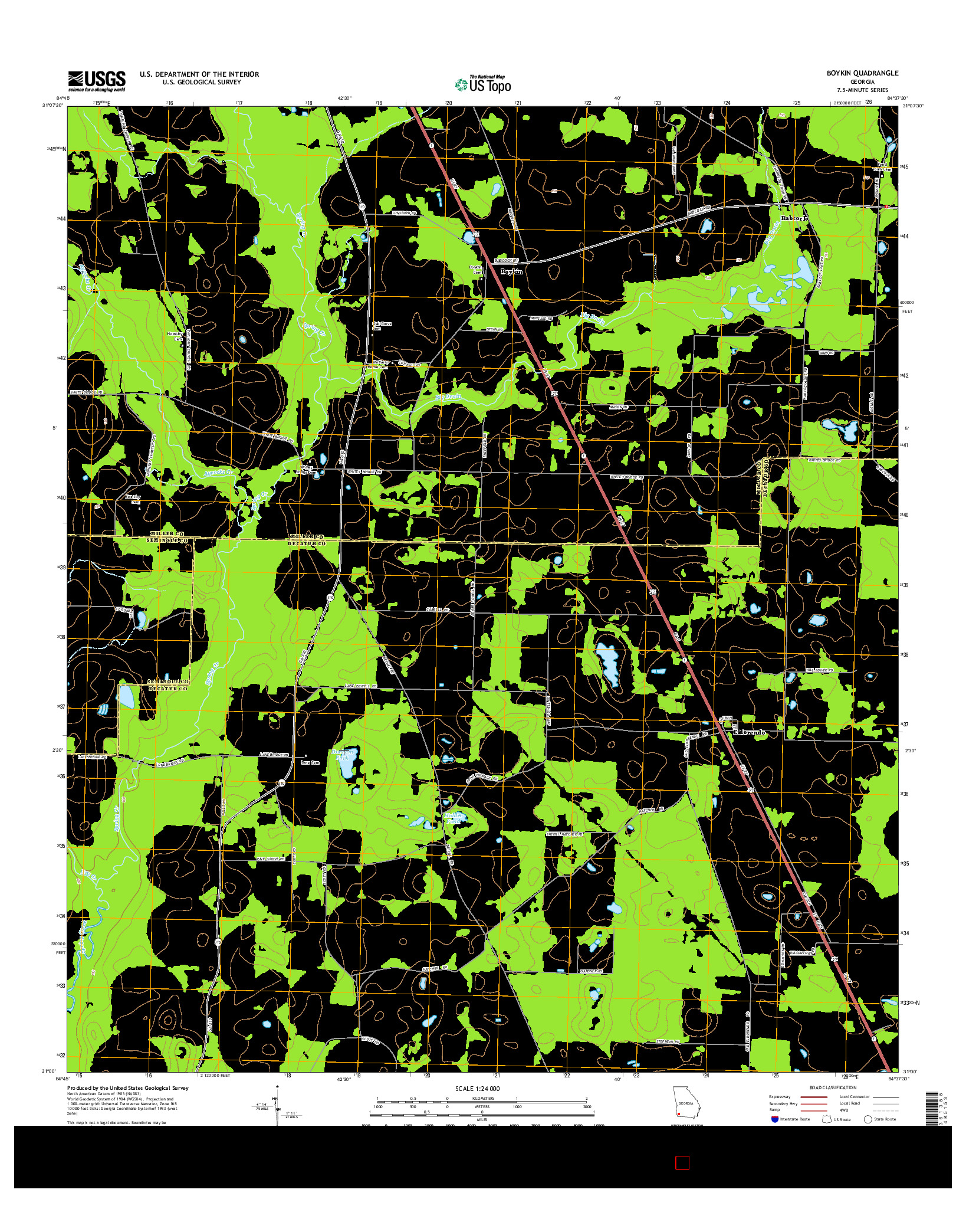 USGS US TOPO 7.5-MINUTE MAP FOR BOYKIN, GA 2014