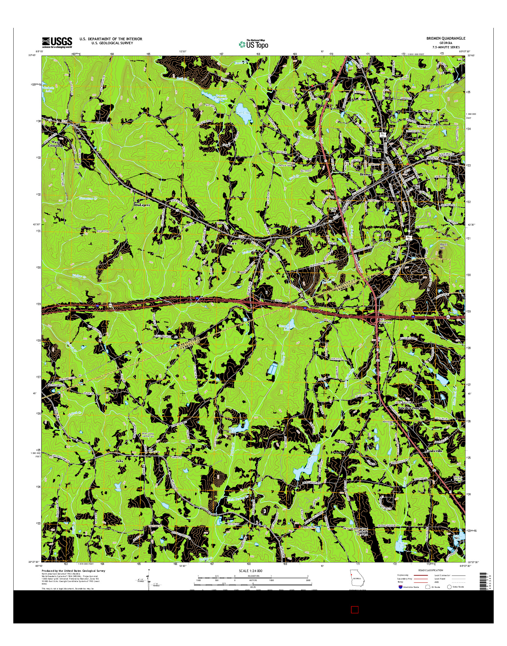 USGS US TOPO 7.5-MINUTE MAP FOR BREMEN, GA 2014
