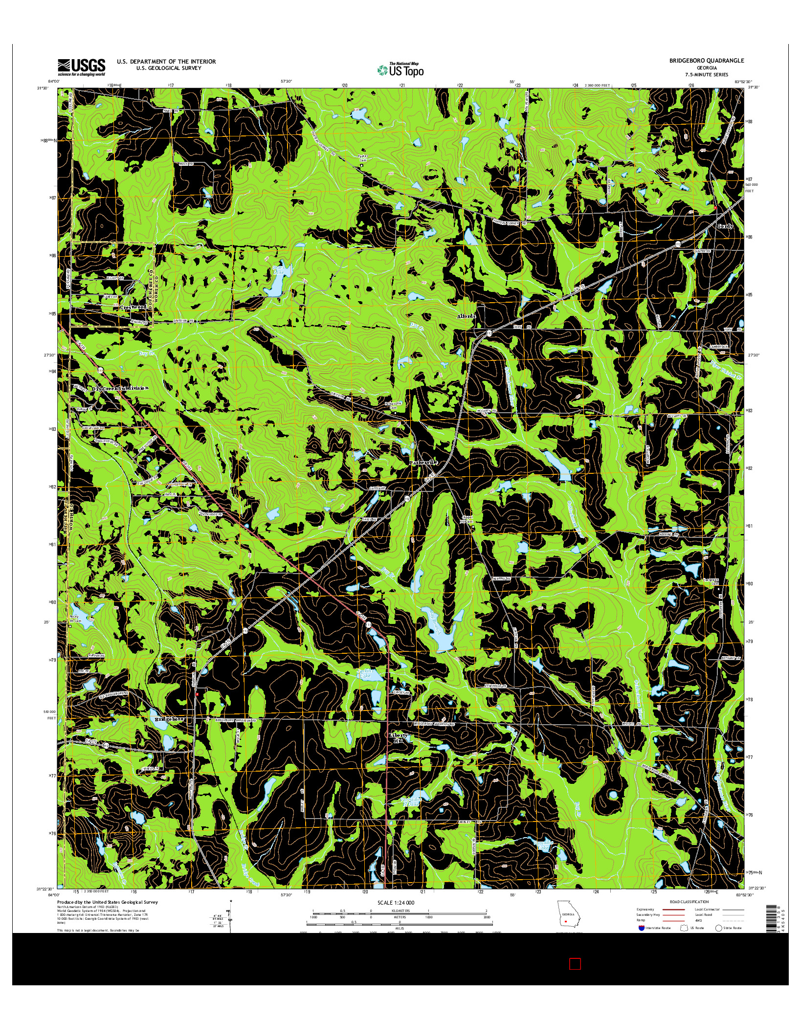 USGS US TOPO 7.5-MINUTE MAP FOR BRIDGEBORO, GA 2014
