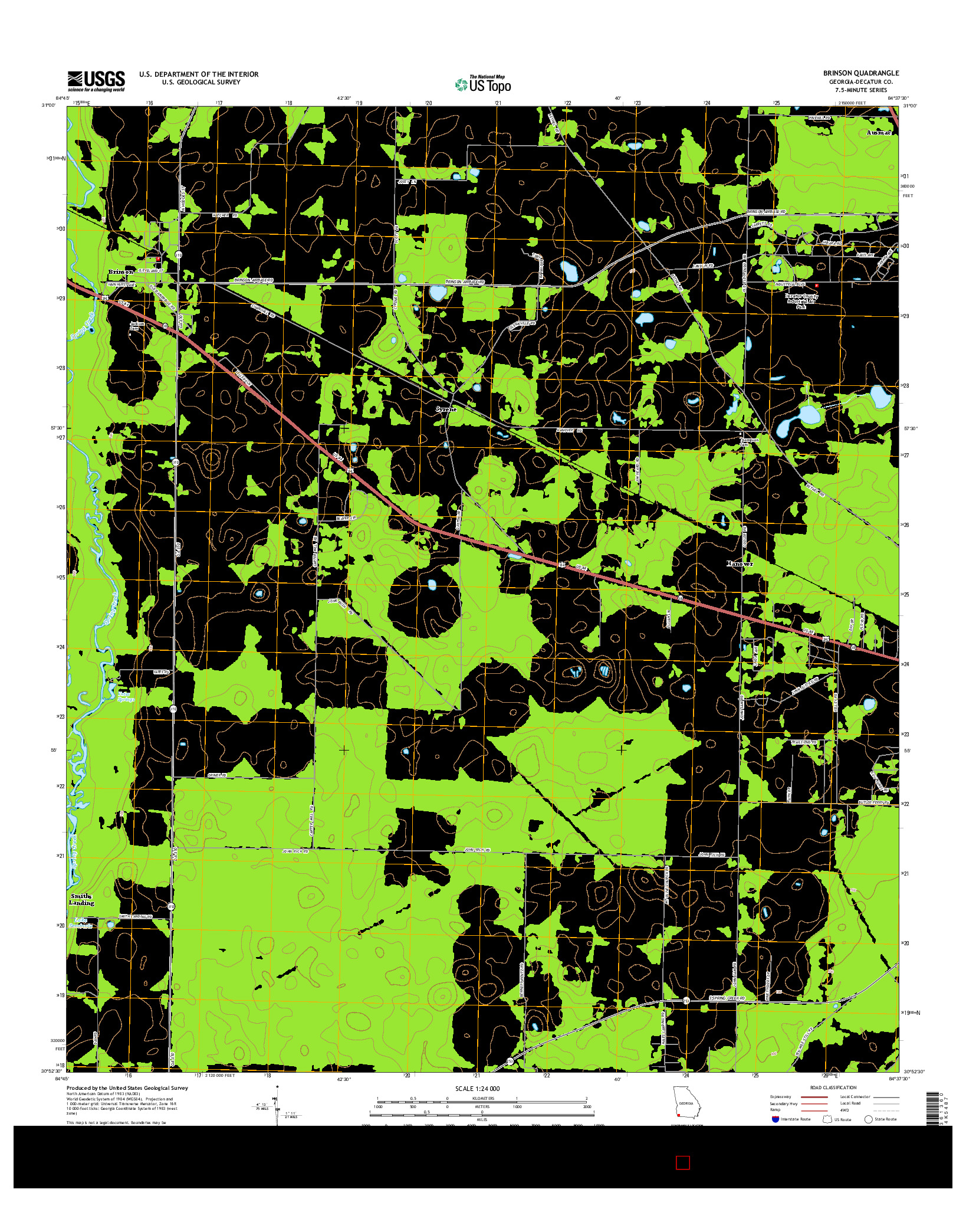 USGS US TOPO 7.5-MINUTE MAP FOR BRINSON, GA 2014