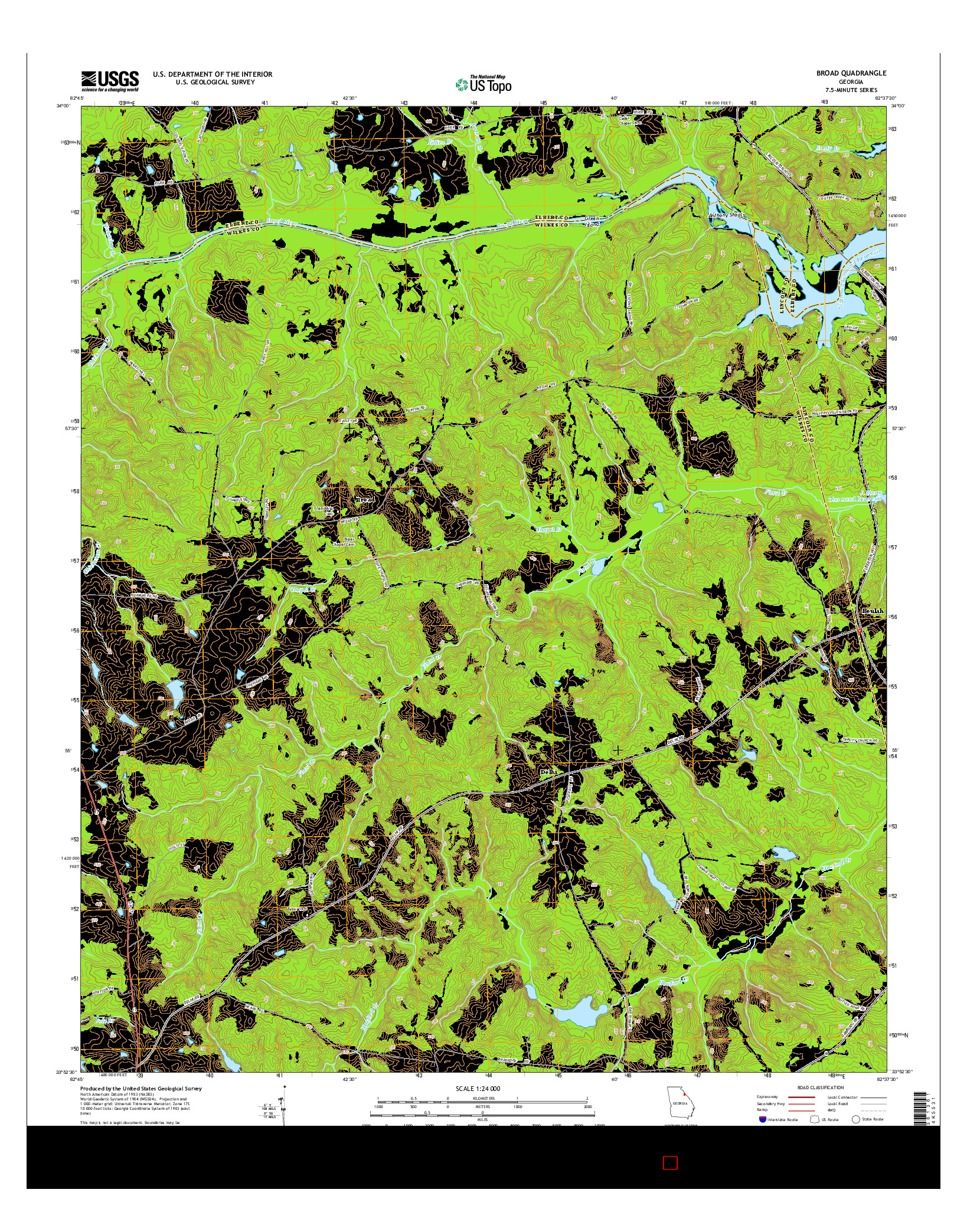 USGS US TOPO 7.5-MINUTE MAP FOR BROAD, GA 2014