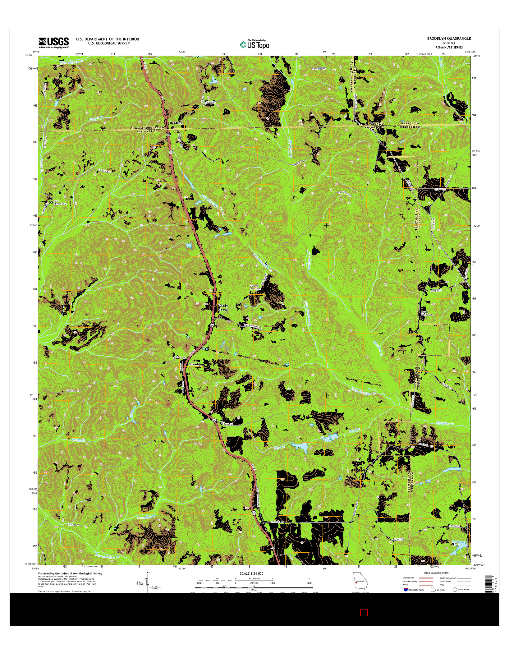 USGS US TOPO 7.5-MINUTE MAP FOR BROOKLYN, GA 2014