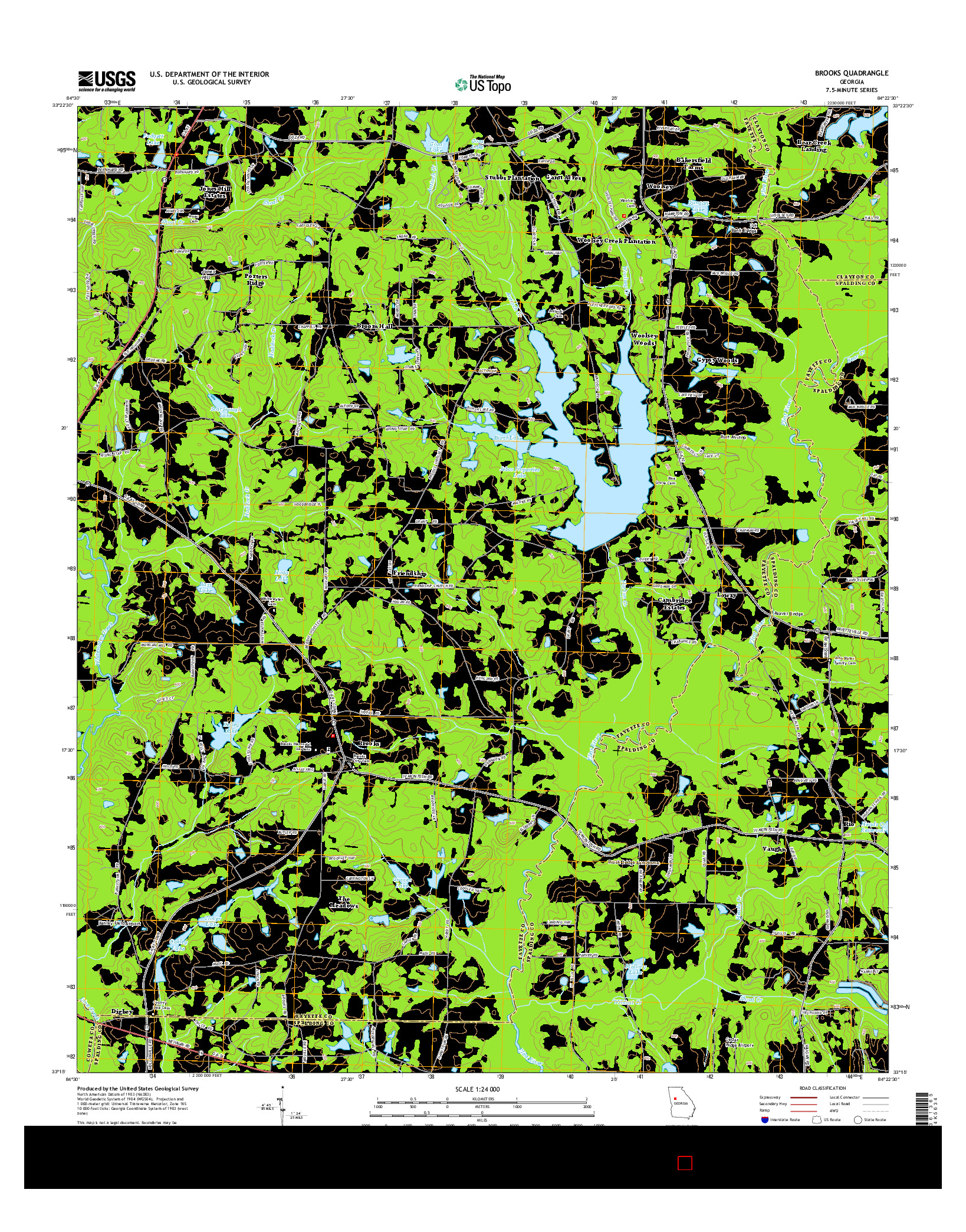 USGS US TOPO 7.5-MINUTE MAP FOR BROOKS, GA 2014