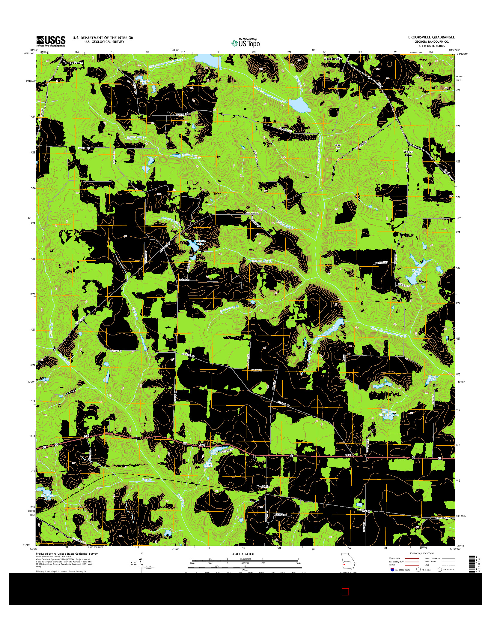 USGS US TOPO 7.5-MINUTE MAP FOR BROOKSVILLE, GA 2014