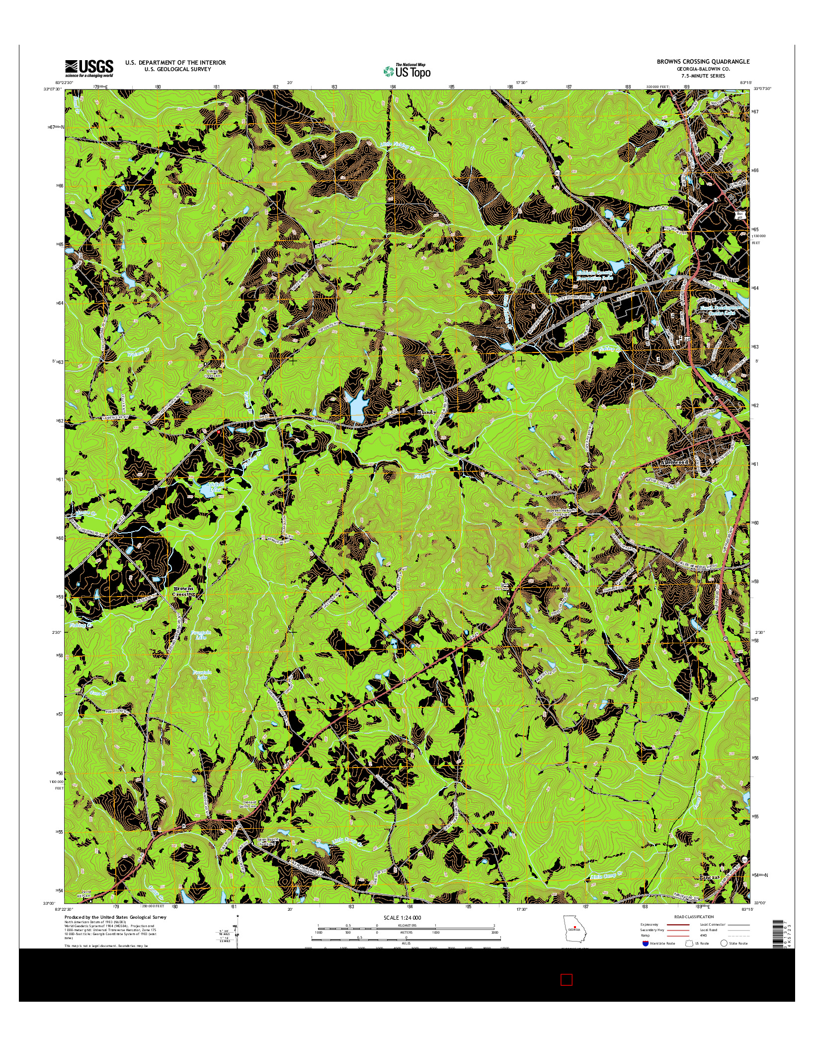 USGS US TOPO 7.5-MINUTE MAP FOR BROWNS CROSSING, GA 2014