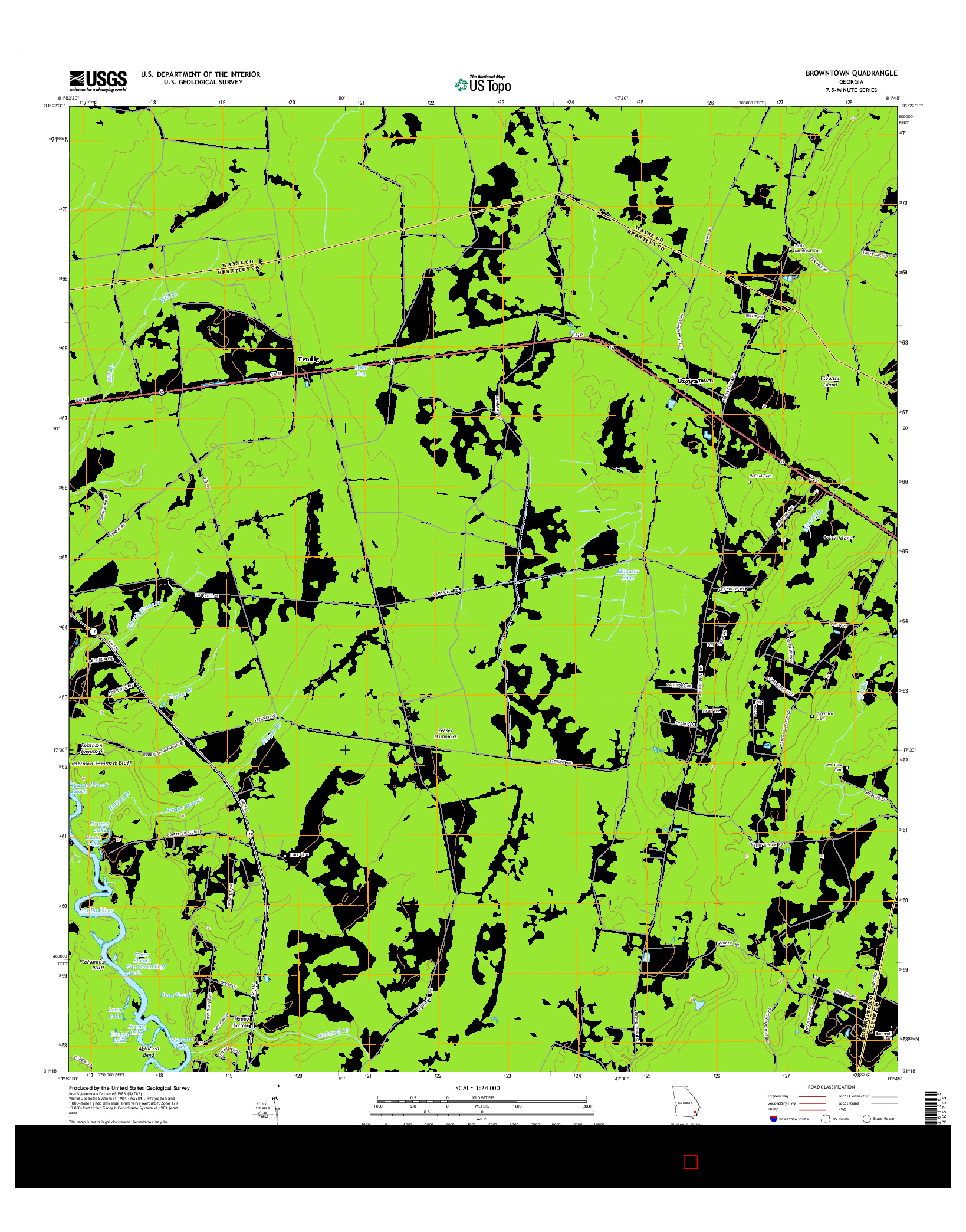 USGS US TOPO 7.5-MINUTE MAP FOR BROWNTOWN, GA 2014