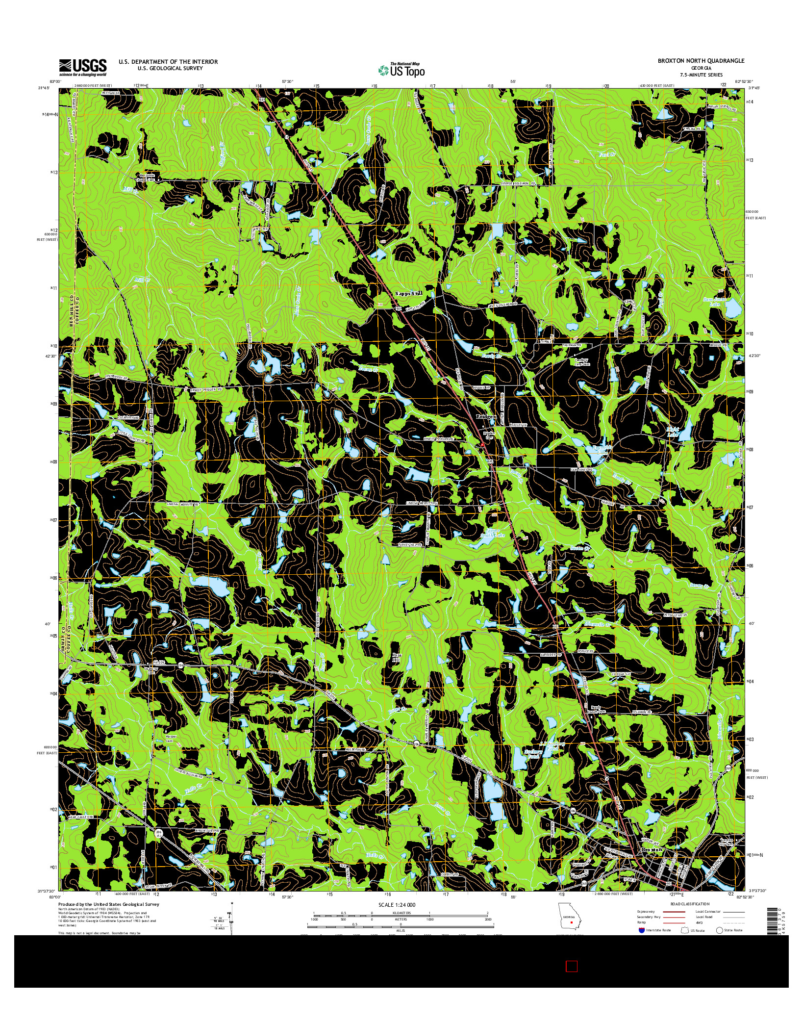 USGS US TOPO 7.5-MINUTE MAP FOR BROXTON NORTH, GA 2014