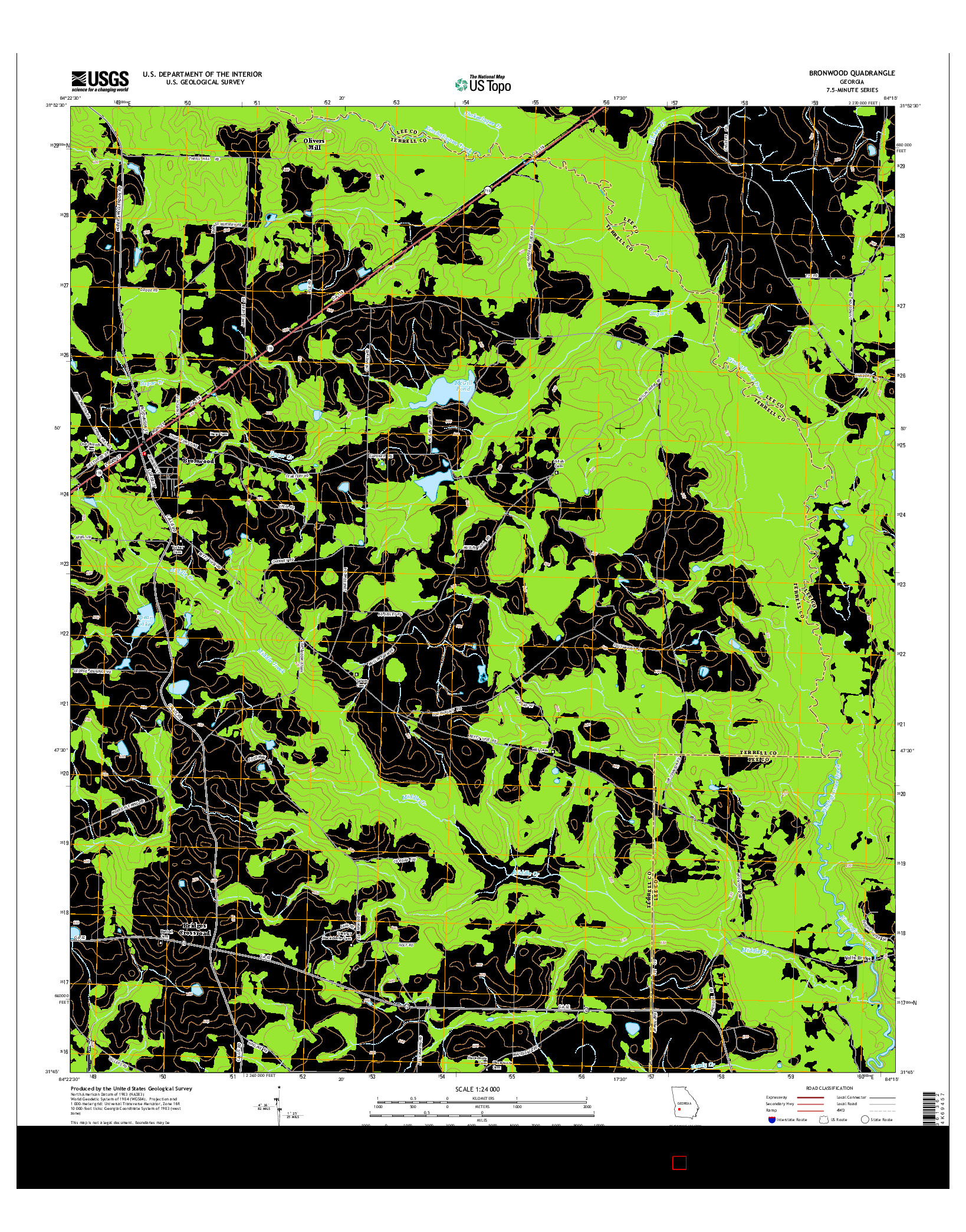 USGS US TOPO 7.5-MINUTE MAP FOR BRONWOOD, GA 2014