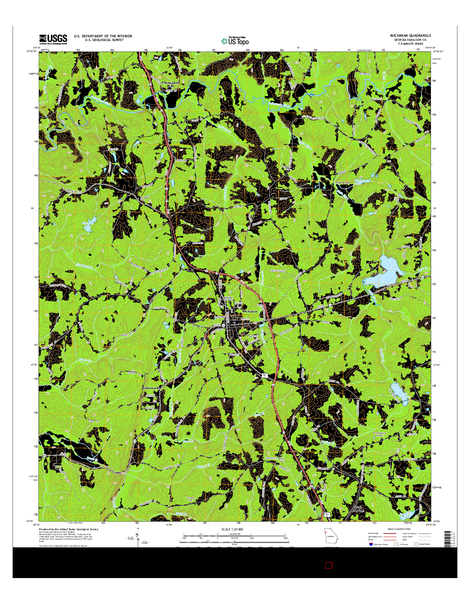 USGS US TOPO 7.5-MINUTE MAP FOR BUCHANAN, GA 2014