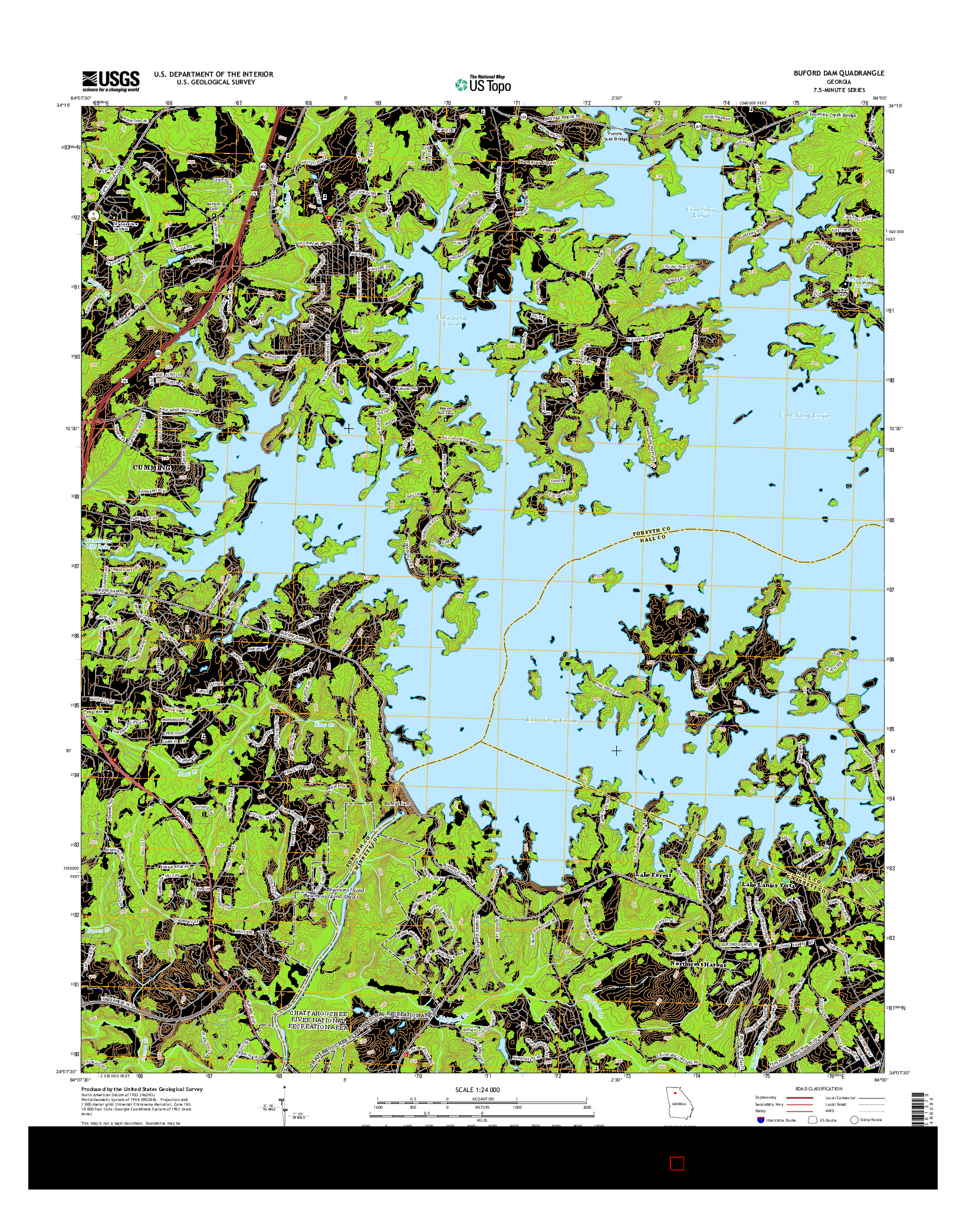 USGS US TOPO 7.5-MINUTE MAP FOR BUFORD DAM, GA 2014