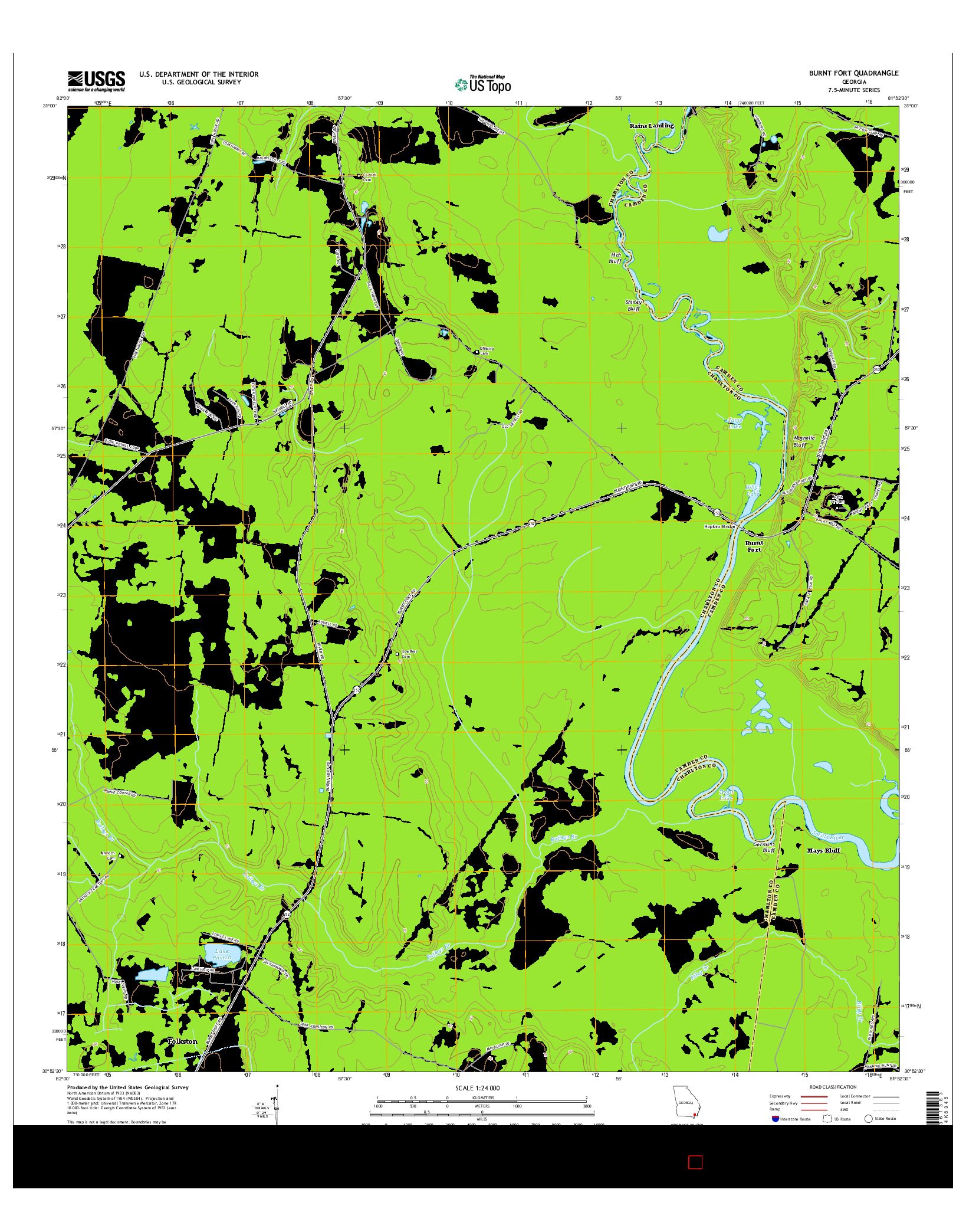 USGS US TOPO 7.5-MINUTE MAP FOR BURNT FORT, GA 2014