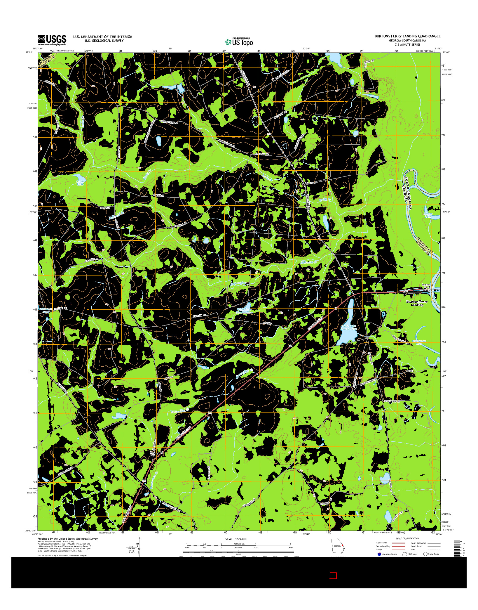 USGS US TOPO 7.5-MINUTE MAP FOR BURTONS FERRY LANDING, GA-SC 2014