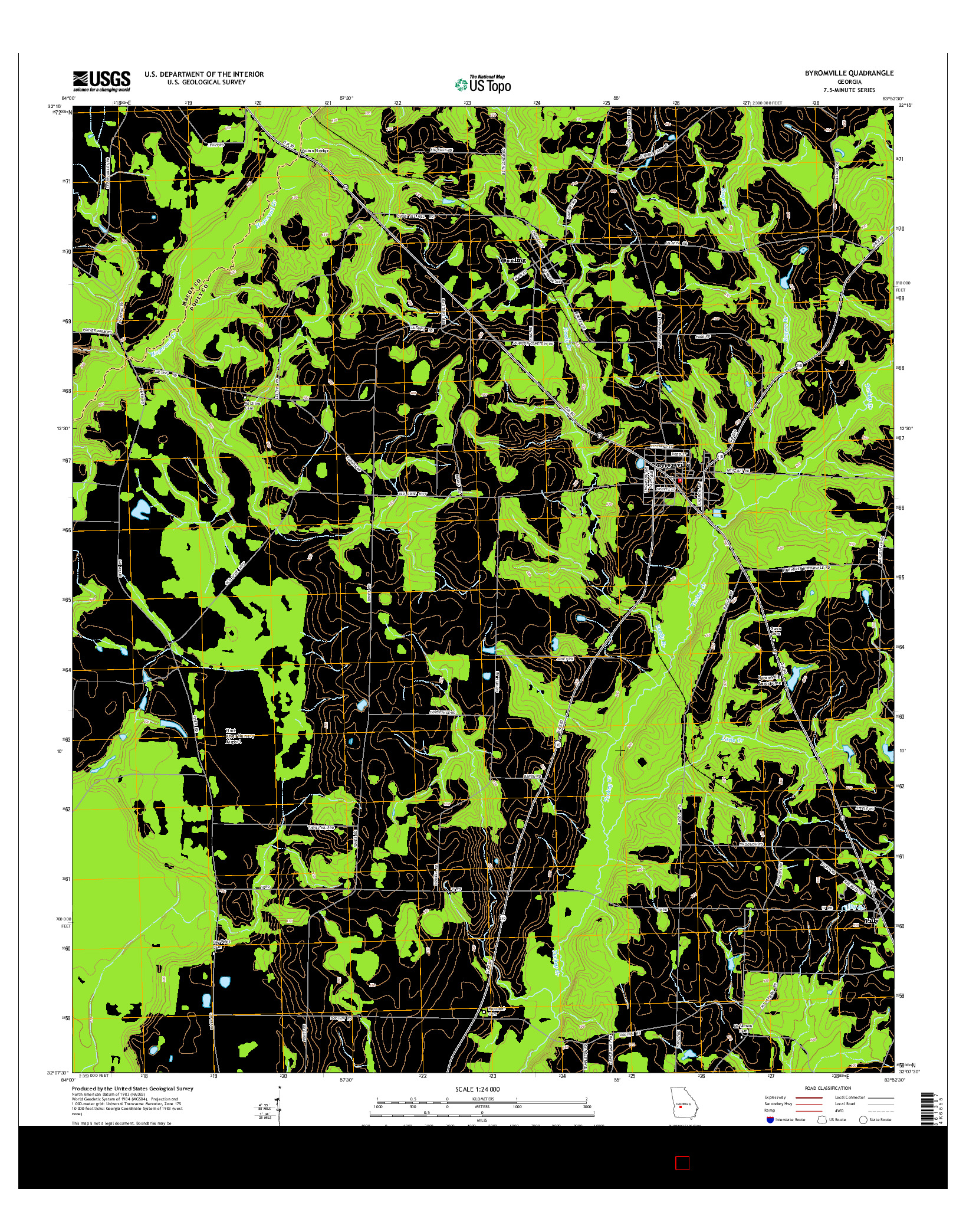 USGS US TOPO 7.5-MINUTE MAP FOR BYROMVILLE, GA 2014