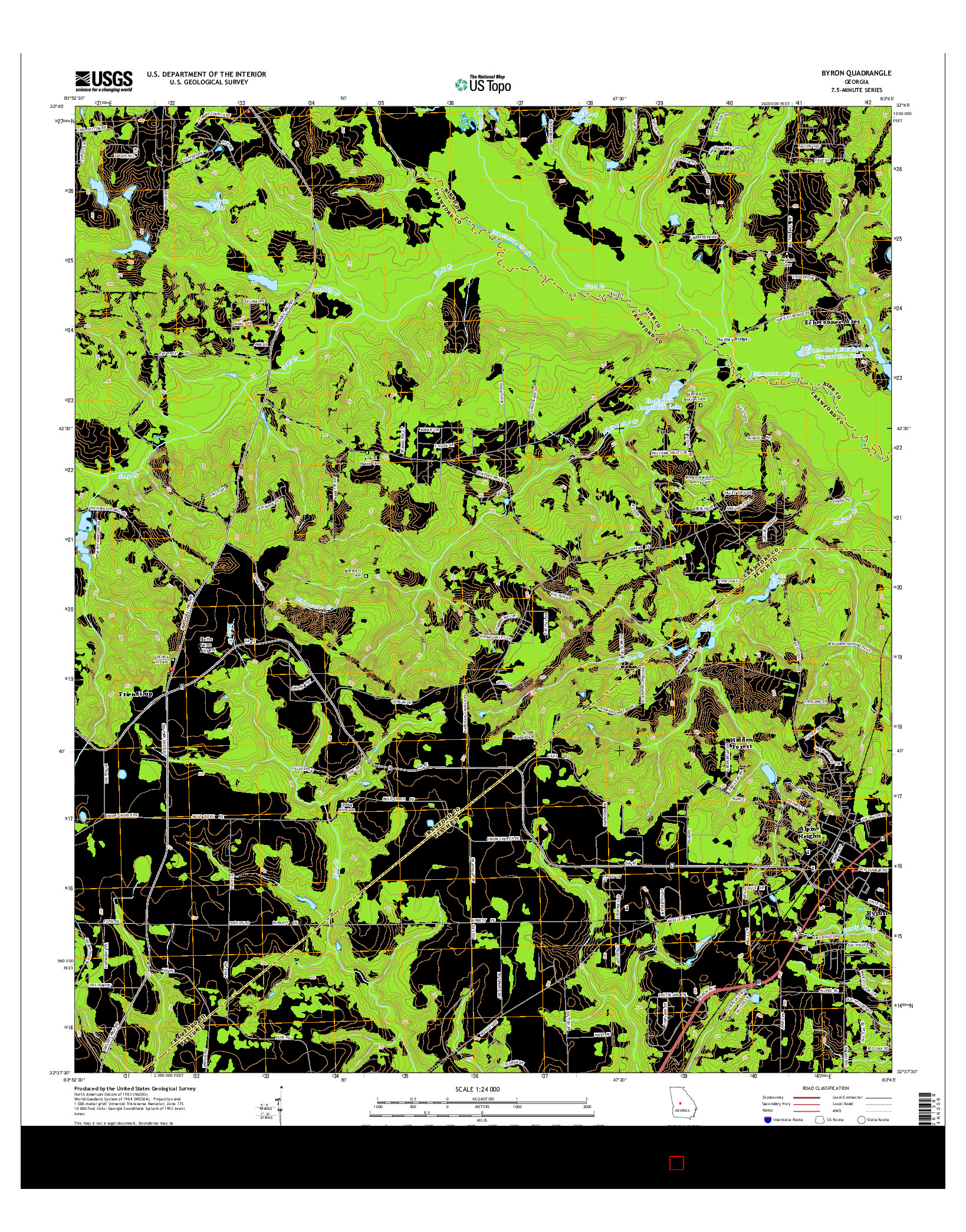 USGS US TOPO 7.5-MINUTE MAP FOR BYRON, GA 2014