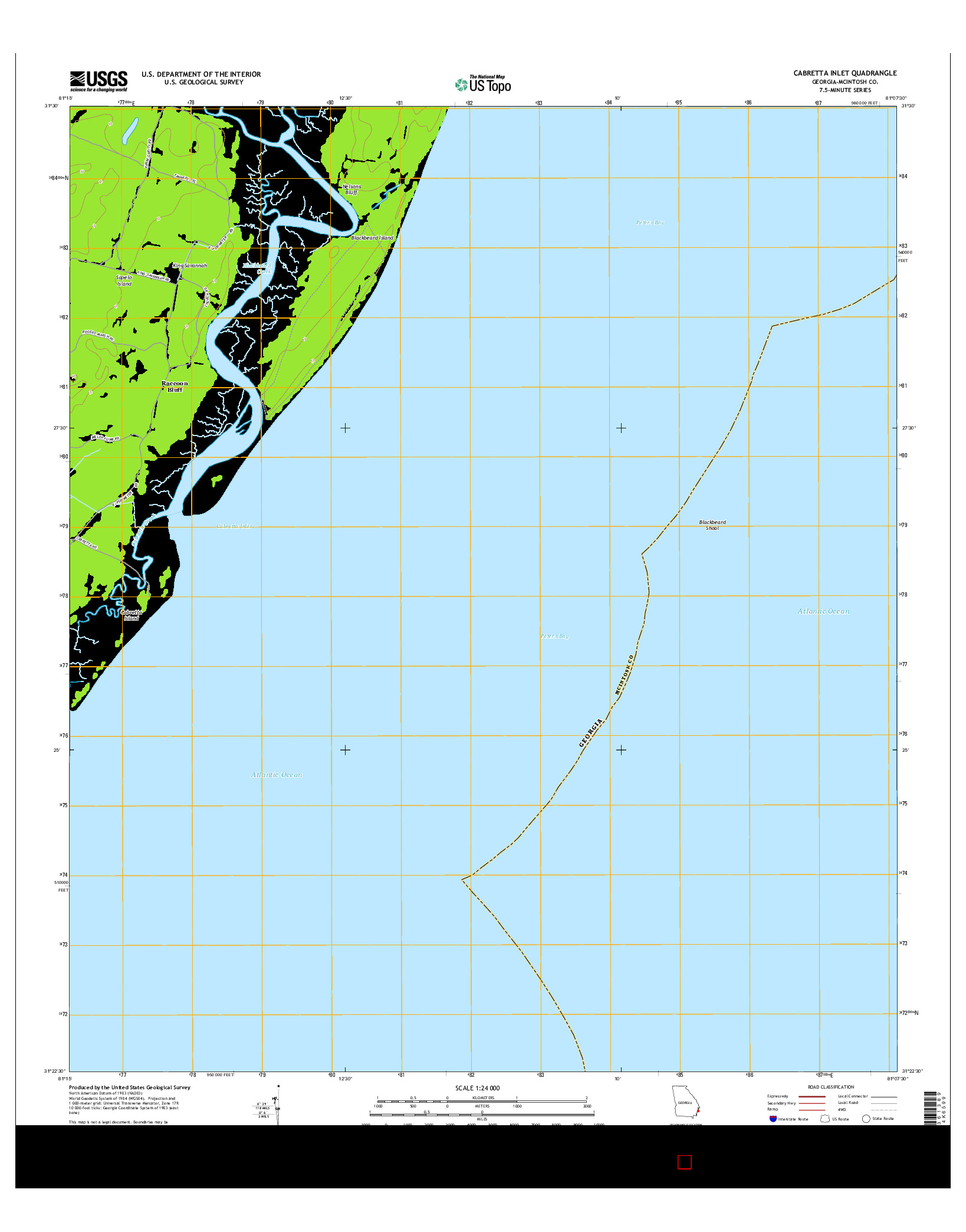 USGS US TOPO 7.5-MINUTE MAP FOR CABRETTA INLET, GA 2014