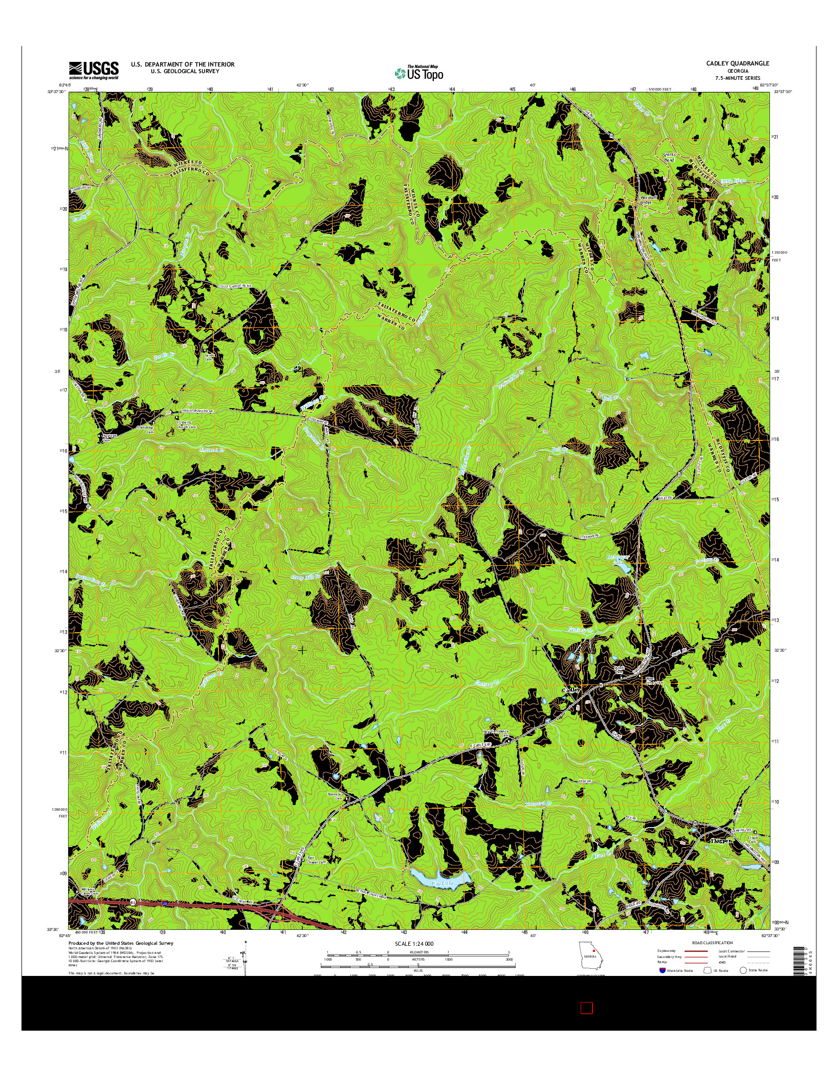 USGS US TOPO 7.5-MINUTE MAP FOR CADLEY, GA 2014