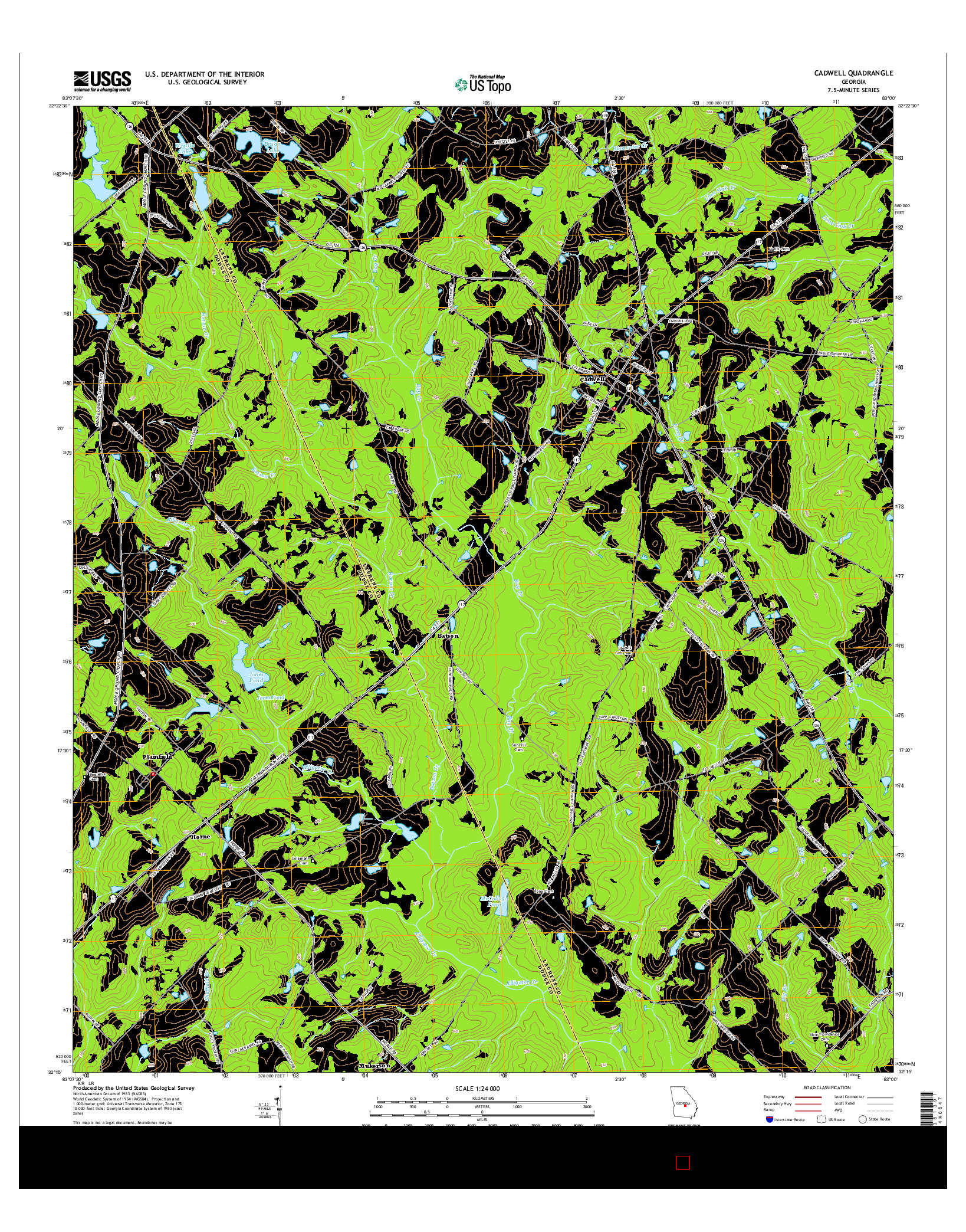 USGS US TOPO 7.5-MINUTE MAP FOR CADWELL, GA 2014