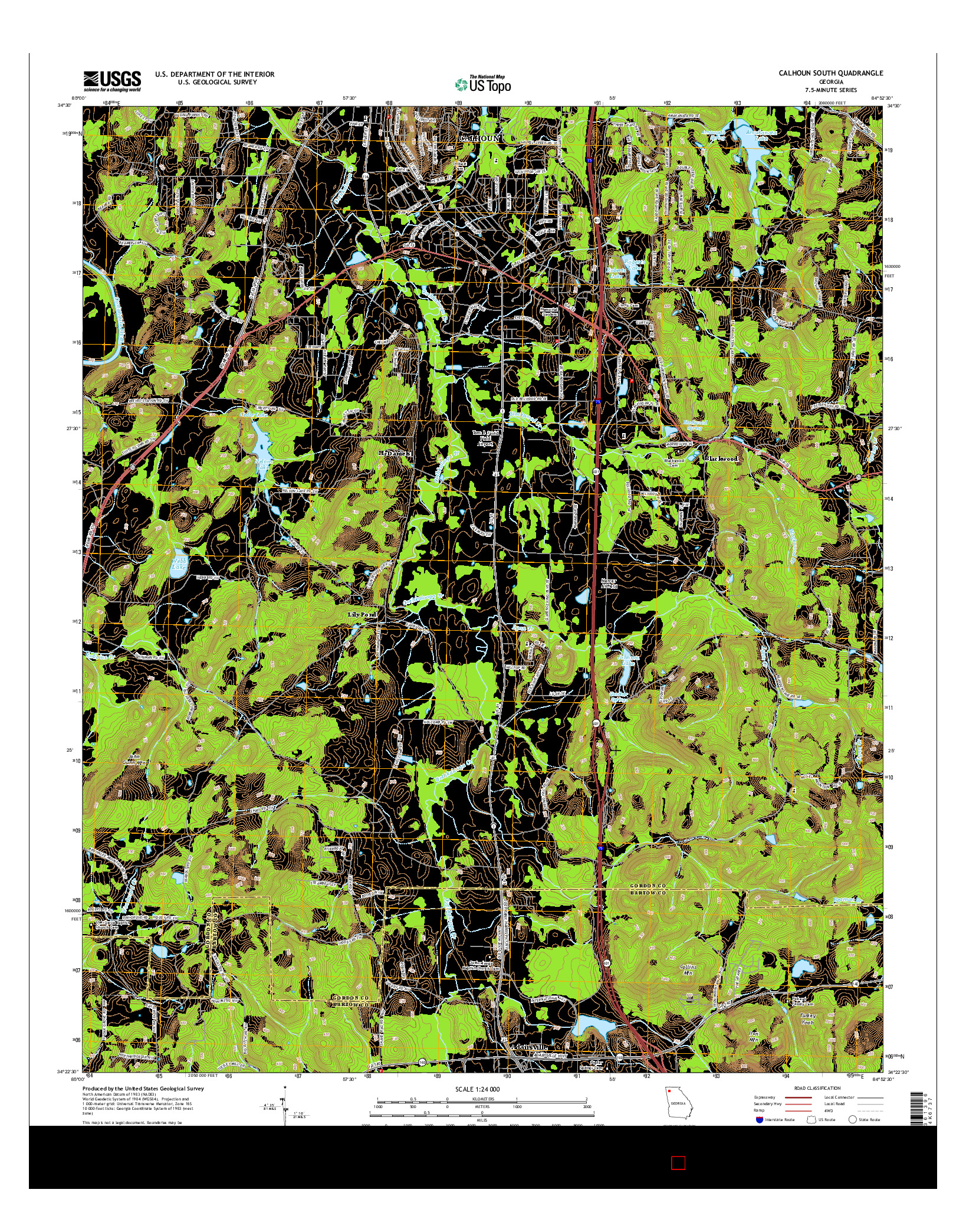 USGS US TOPO 7.5-MINUTE MAP FOR CALHOUN SOUTH, GA 2014