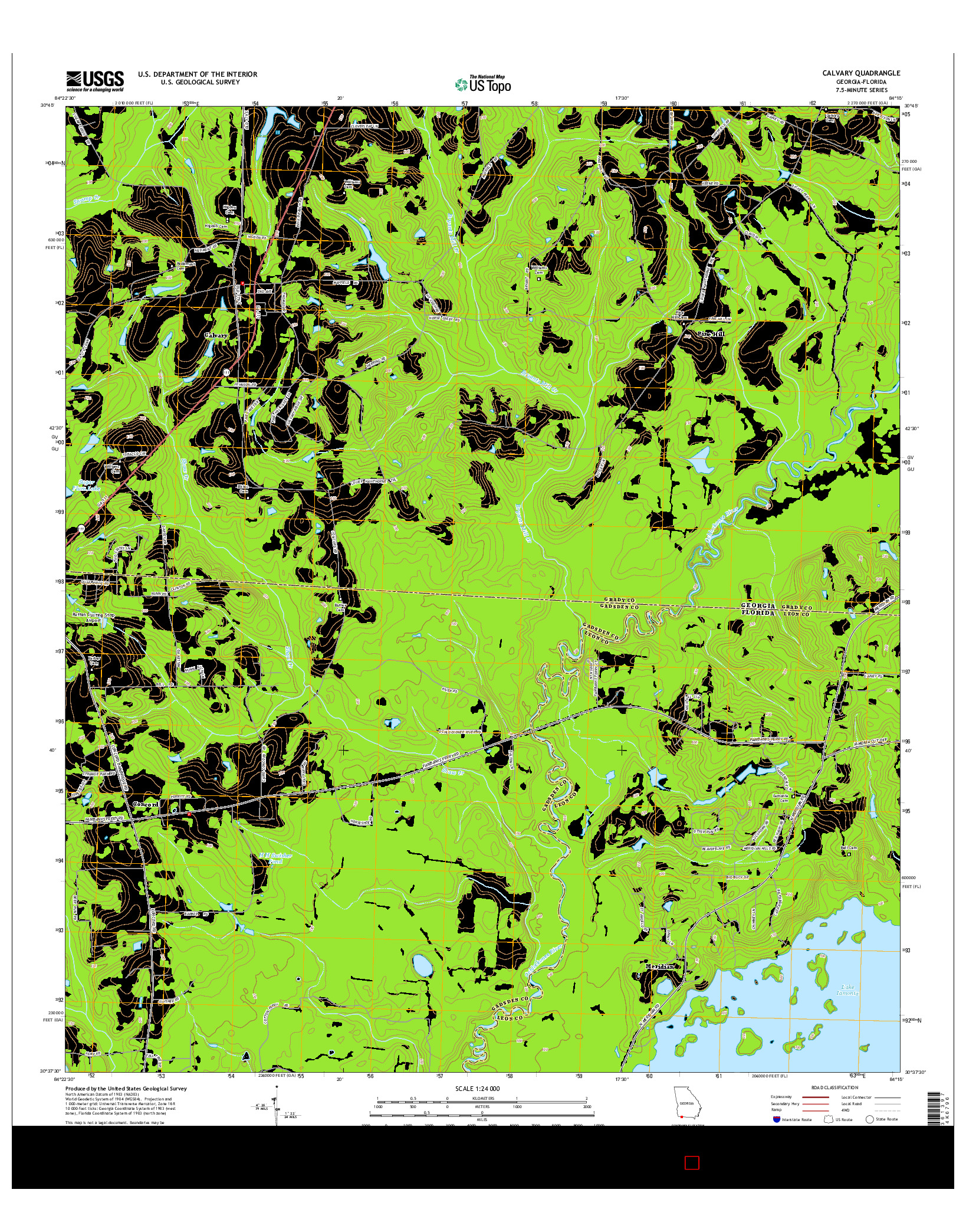 USGS US TOPO 7.5-MINUTE MAP FOR CALVARY, GA-FL 2014