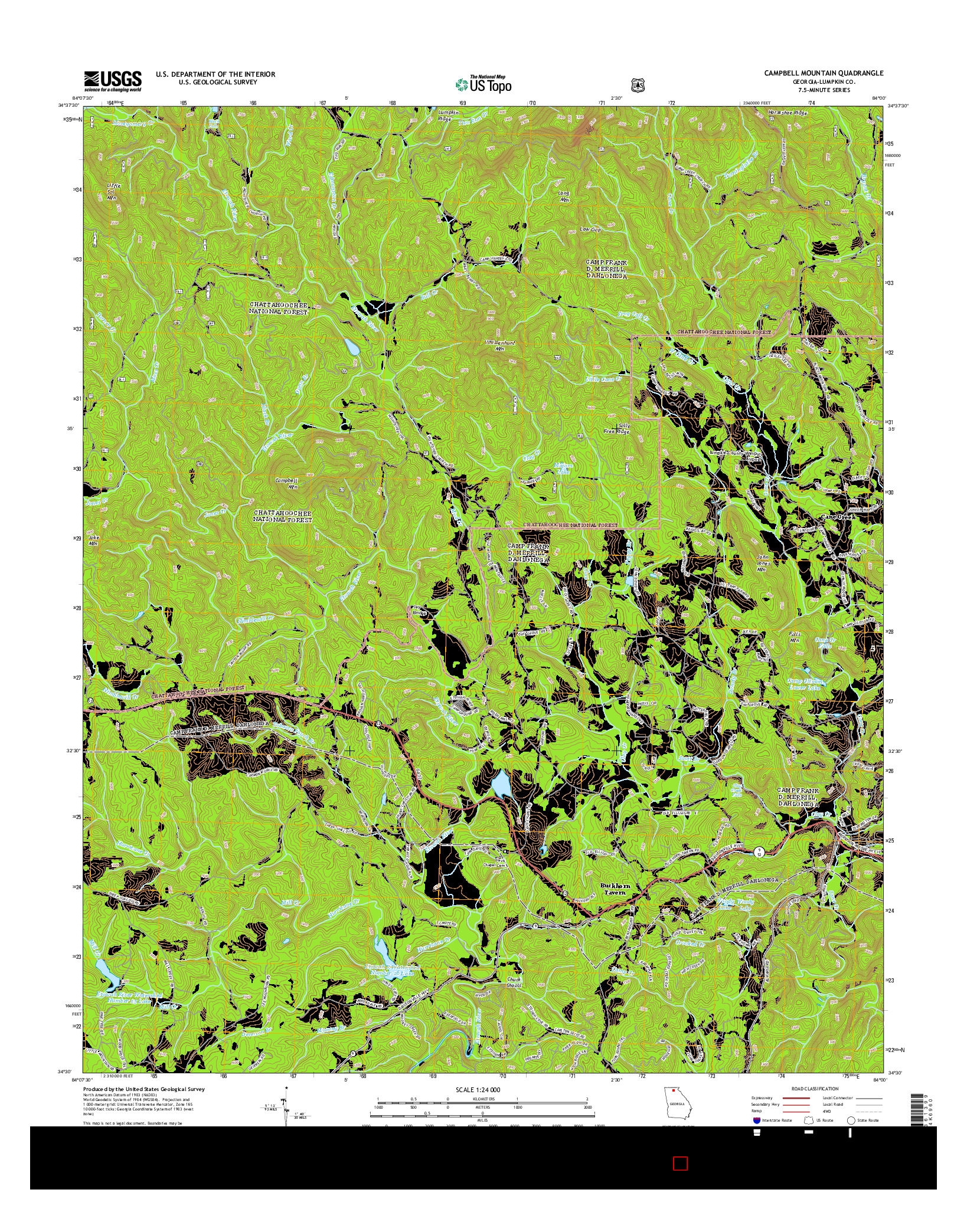 USGS US TOPO 7.5-MINUTE MAP FOR CAMPBELL MOUNTAIN, GA 2014